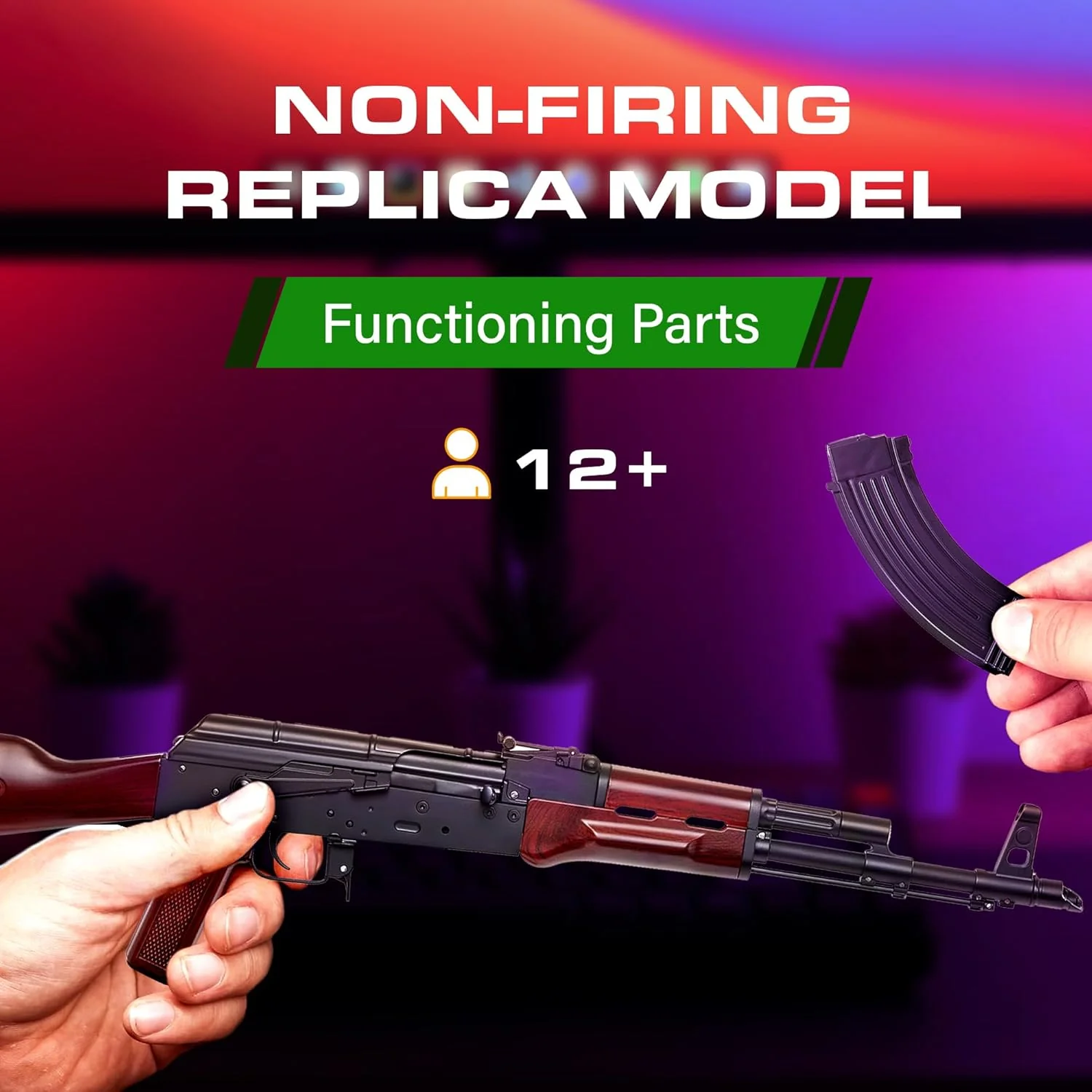 1:1.67 Scale Miniature AK47 Diecast Metal Model - Wood - Image 3