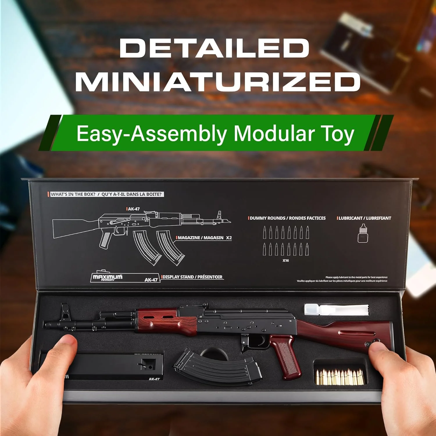1:1.67 Scale Miniature AK47 Diecast Metal Model - Wood - Image 4