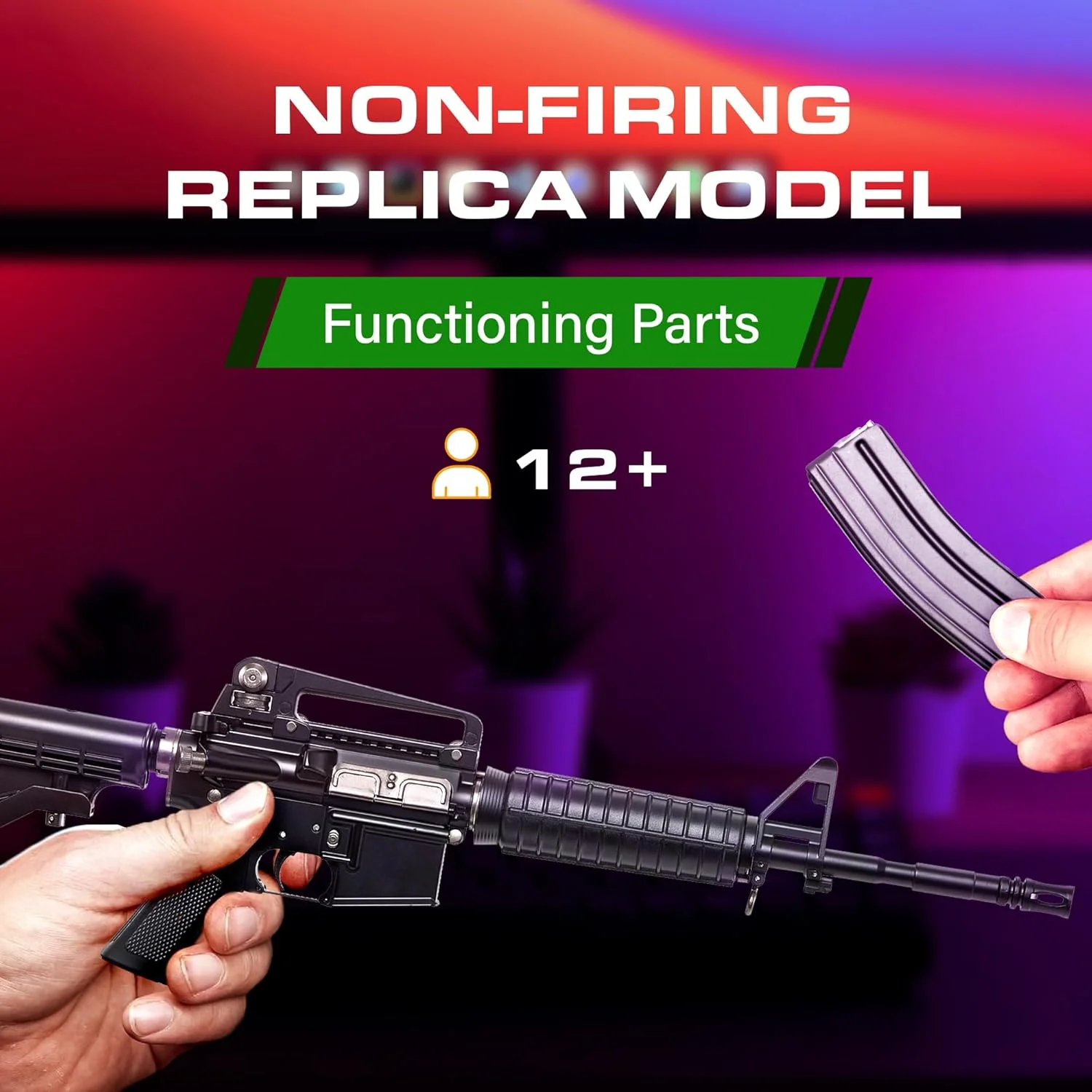 1:1.67 Scale Miniature M4A1 Diecast Metal Model - Black - Image 5