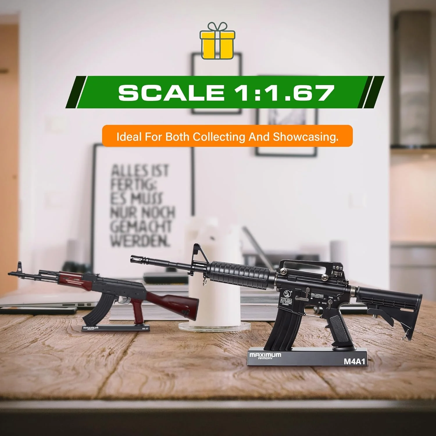 1:1.67 Scale Miniature M4A1 Diecast Metal Model - Black - Image 6