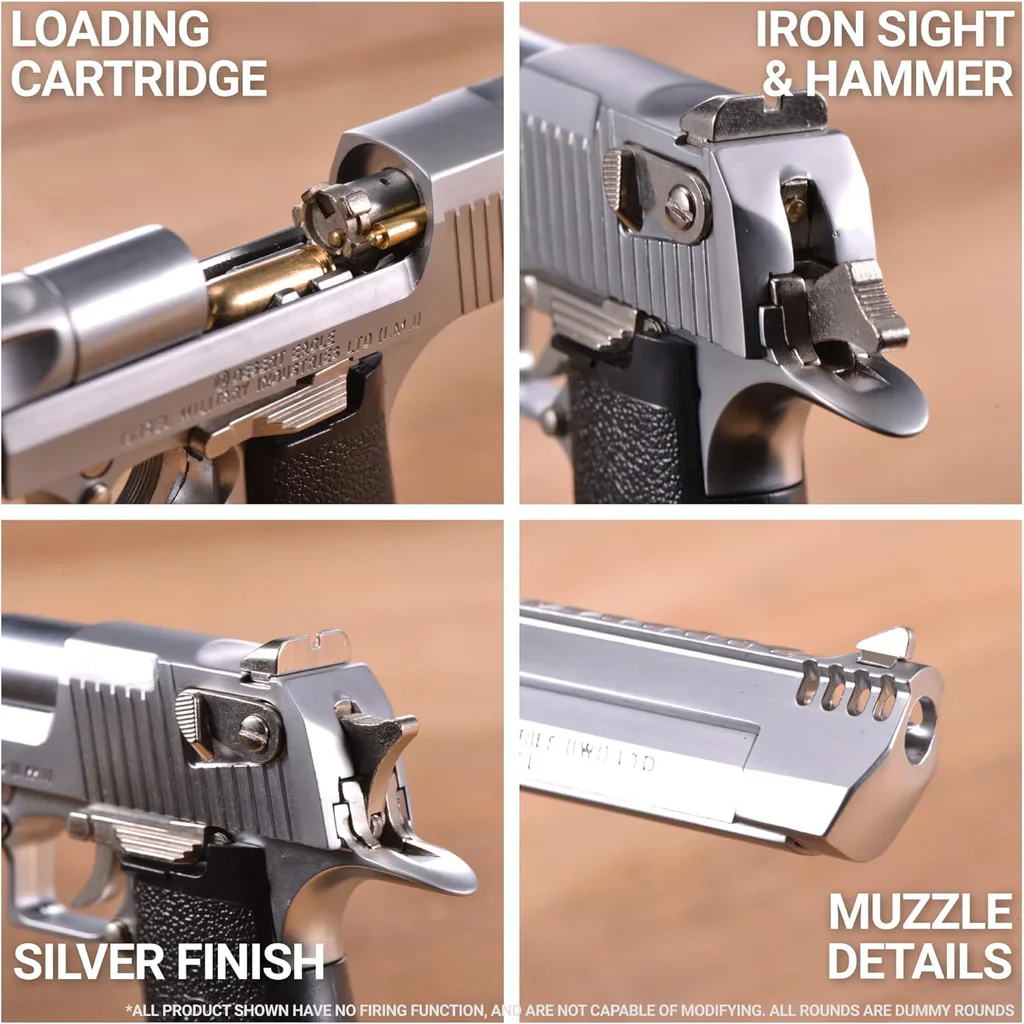1:2.05 Scale Miniature Desert Eagle Diecast Metal Model - Silver - Image 5