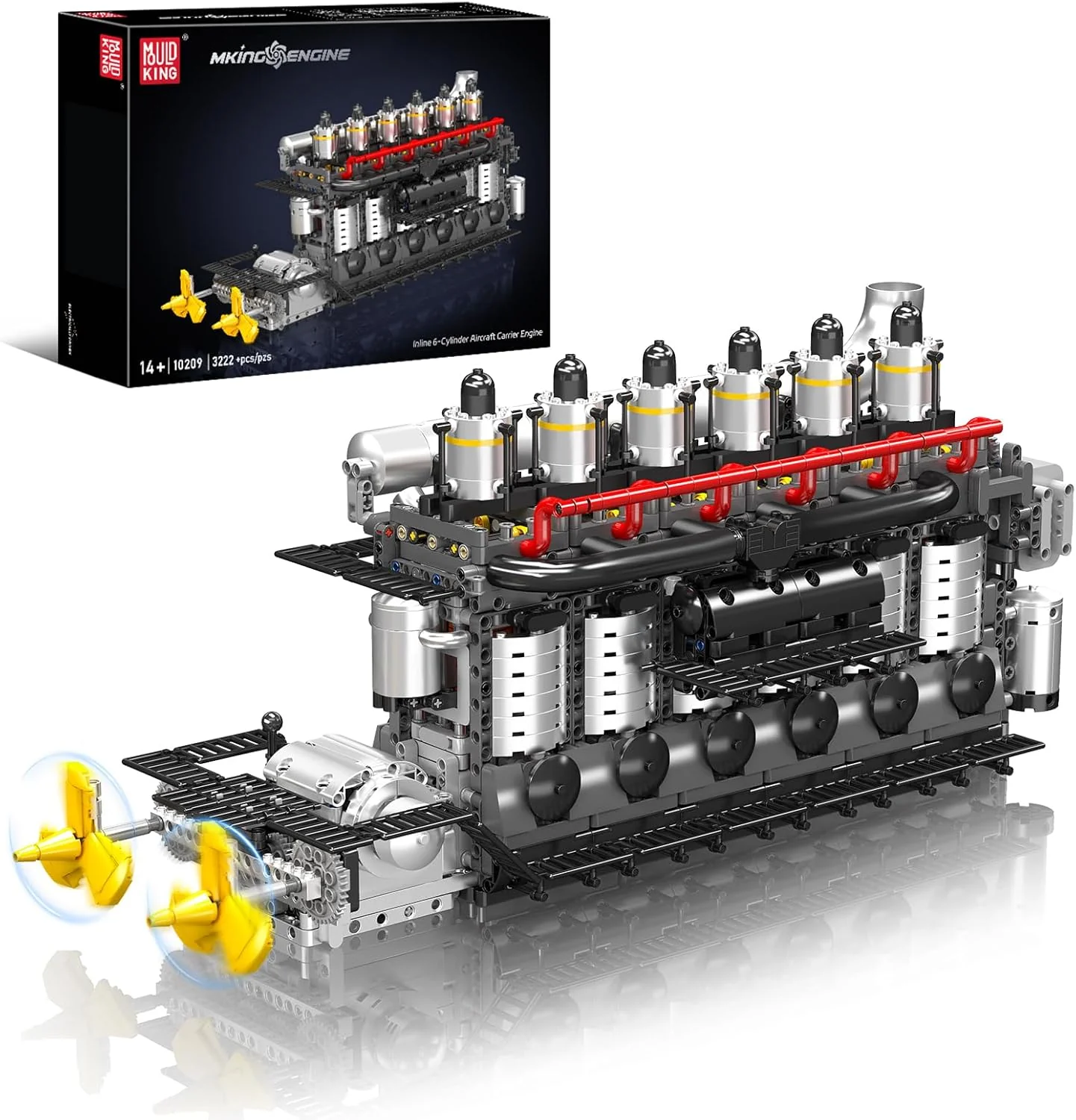 Mould King Aircraft Carrier Engine Building Sets, Intelligent Chip Drive Engine Model Kit that Runs