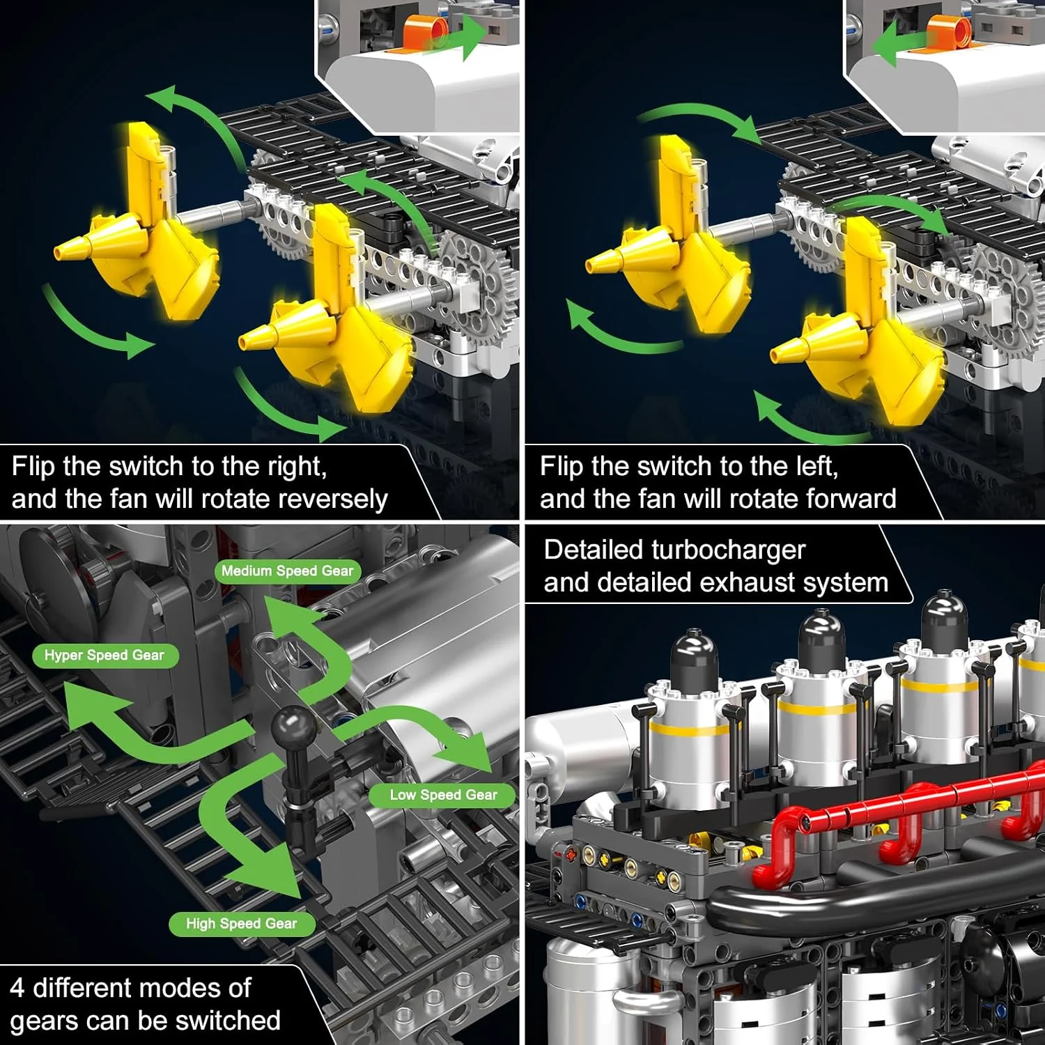 Mould King Aircraft Carrier Engine Building Sets, Intelligent Chip Drive Engine Model Kit that Runs - Image 4