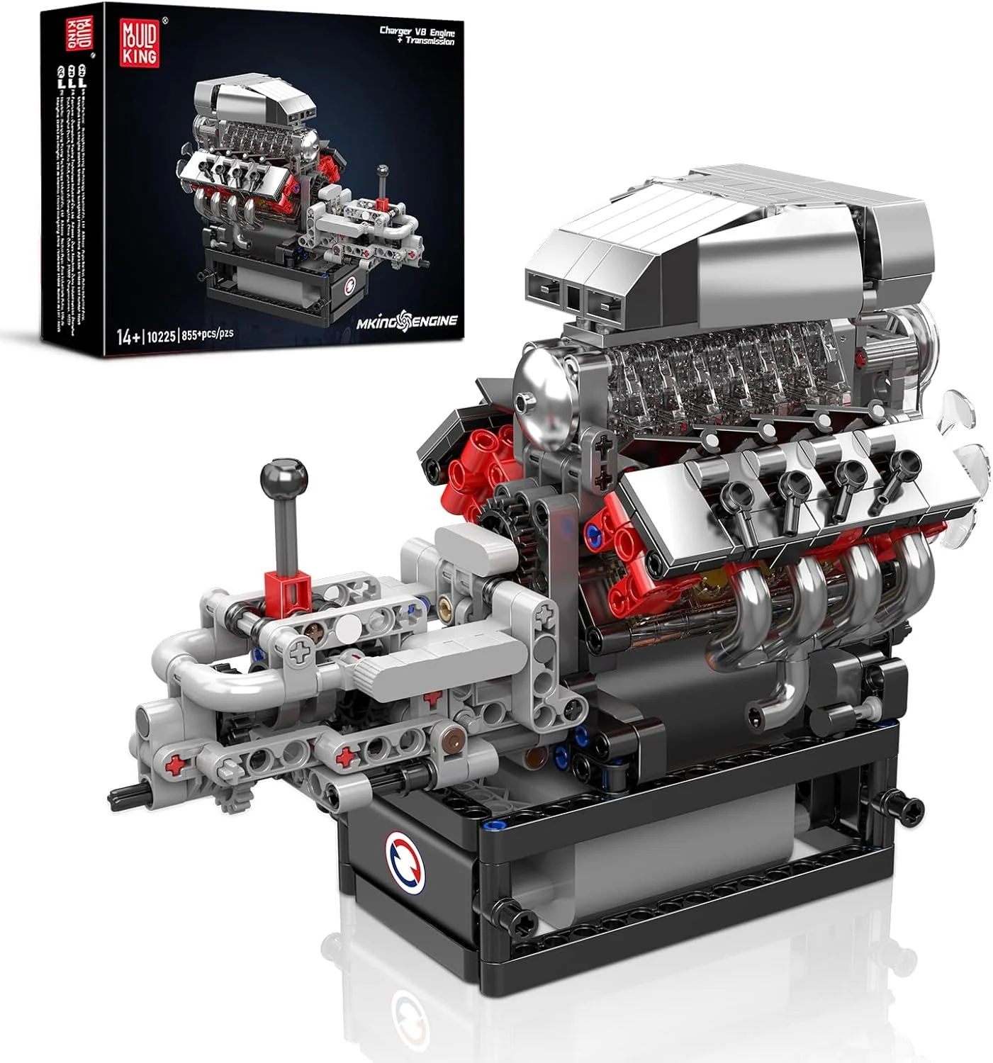 Mould King 10225 V8 Engine Model Kit That Runs - 855PCS STEM Building Set