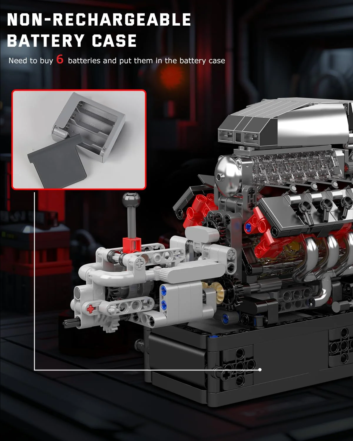 Mould King 10225 V8 Engine Model Kit That Runs - 855PCS STEM Building Set - Image 5