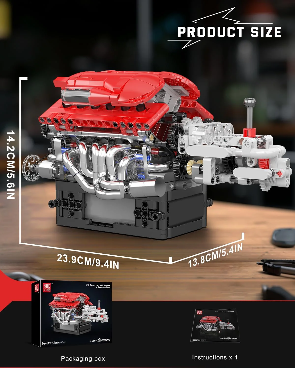 Mould King V12 Engine Model Kit That Runs - 863PCS STEM Building Set - Image 3