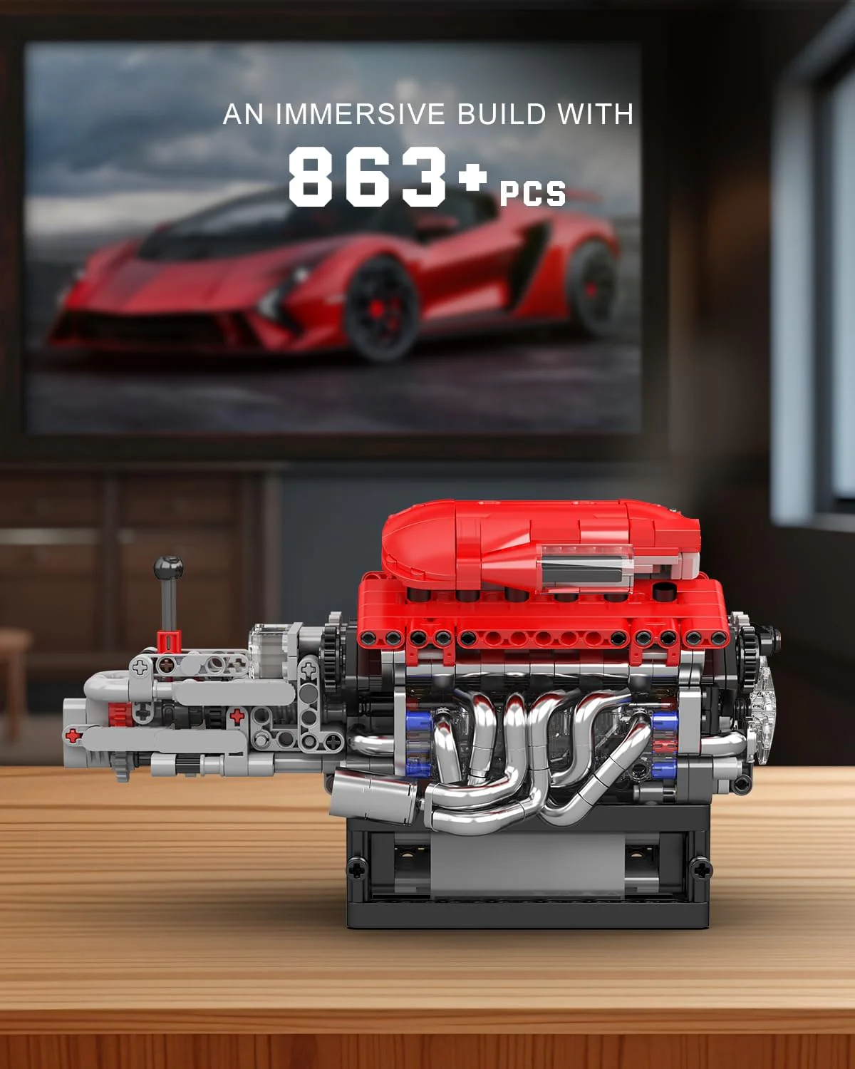 Mould King V12 Engine Model Kit That Runs - 863PCS STEM Building Set - Image 6