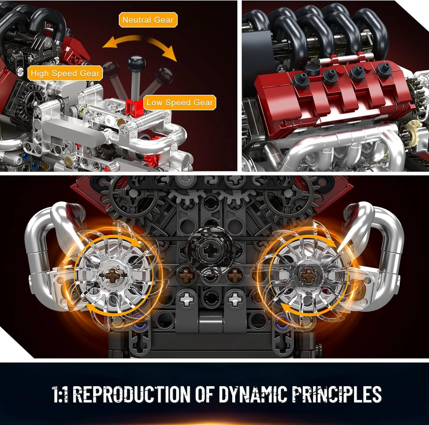 Mould King V8 Engine Building Kit That Runs - 787PCS STEM Engineering Model - Image 4