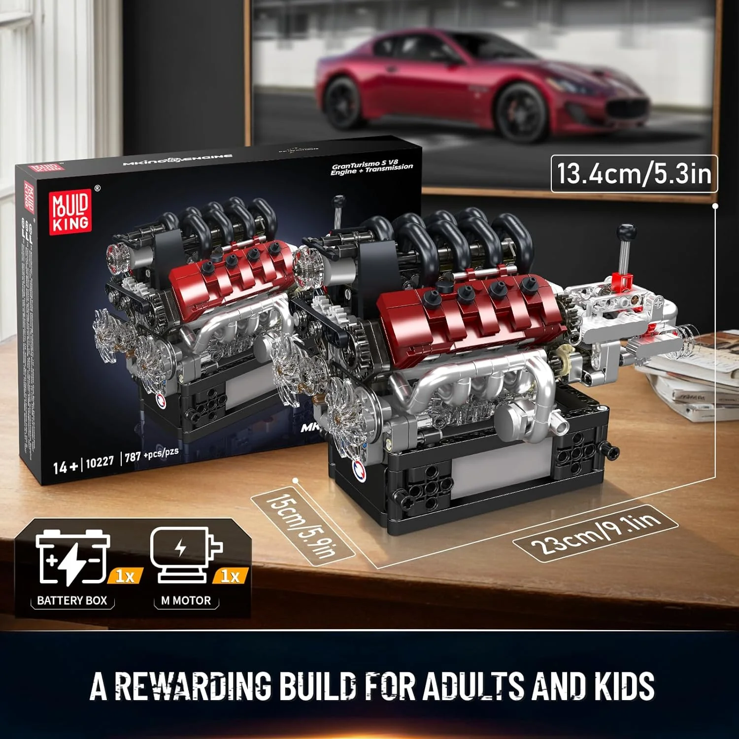 Mould King V8 Engine Building Kit That Runs - 787PCS STEM Engineering Model - Image 7