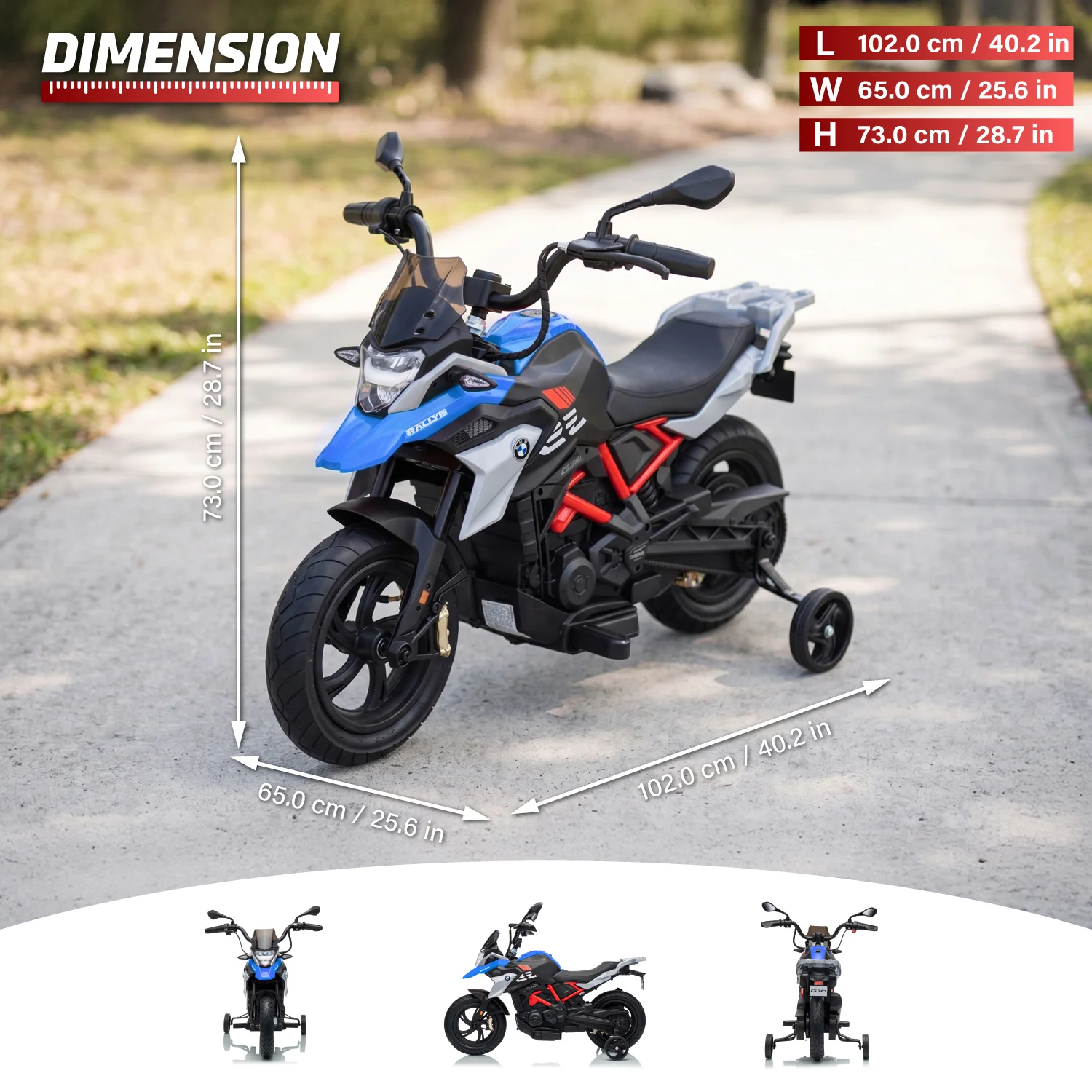 Official Licensed BMW G310 24V Kids Ride-On Motorcycle with Auxiliary Wheels - Image 11