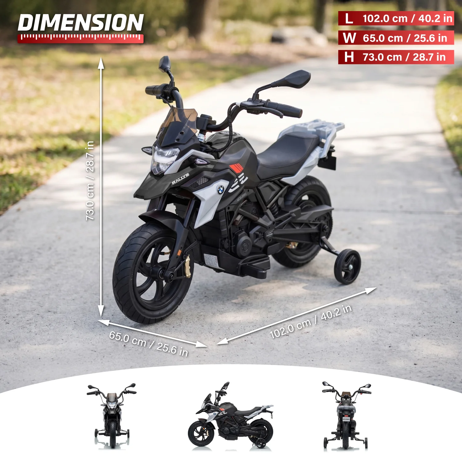Official Licensed BMW G310 24V Kids Ride-On Motorcycle with Auxiliary Wheels - Image 4