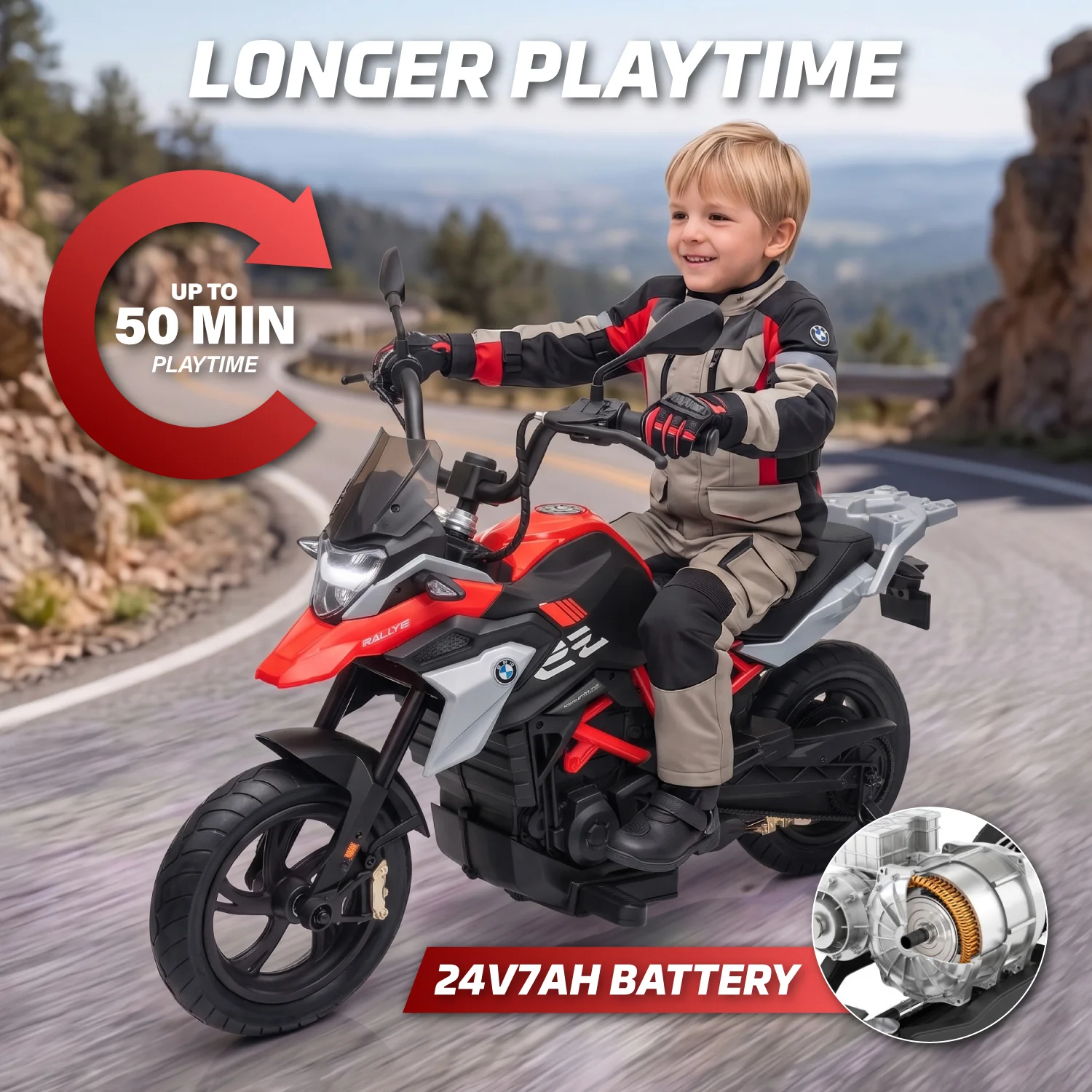 Official Licensed BMW G310 24V Kids Ride-On Motorcycle with Auxiliary Wheels - Image 7