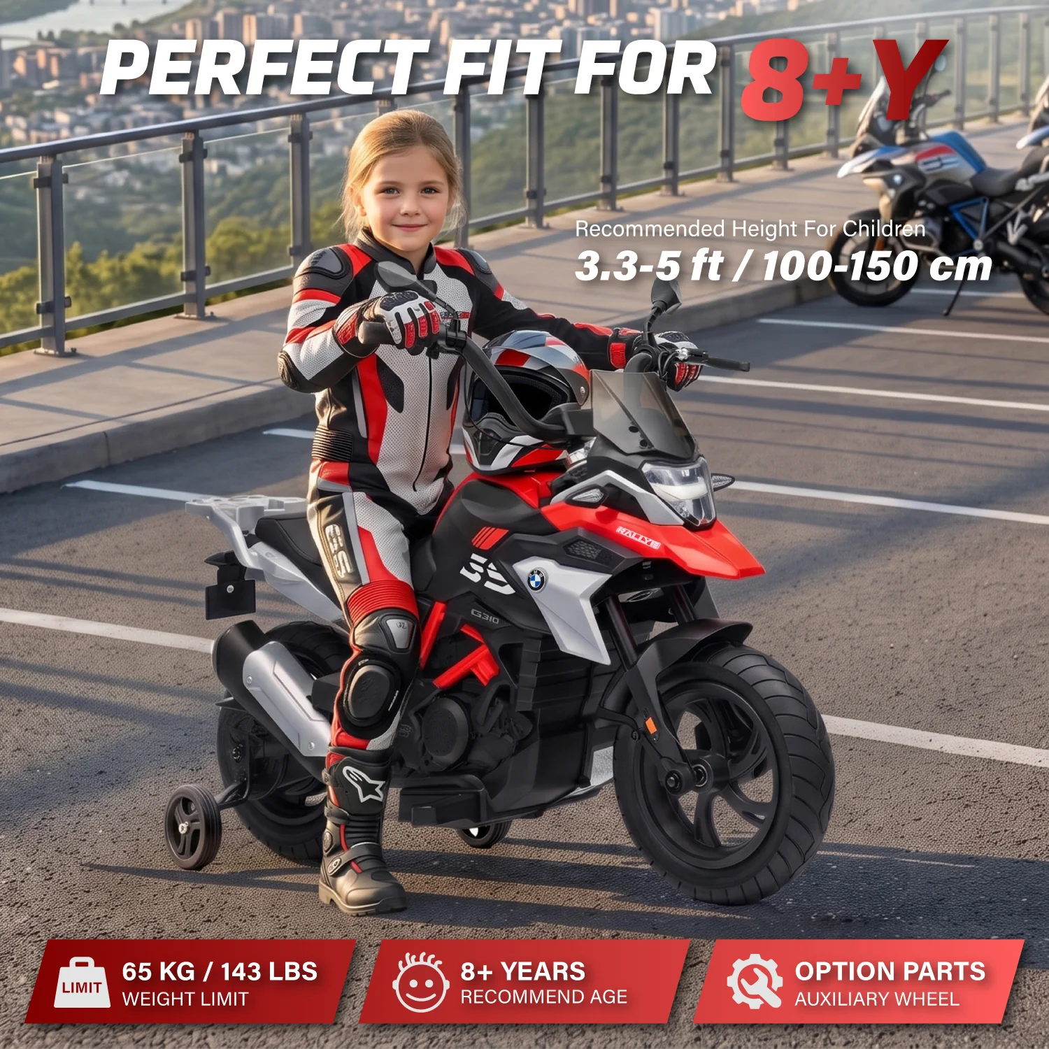 Official Licensed BMW G310 24V Kids Ride-On Motorcycle with Auxiliary Wheels - Image 9