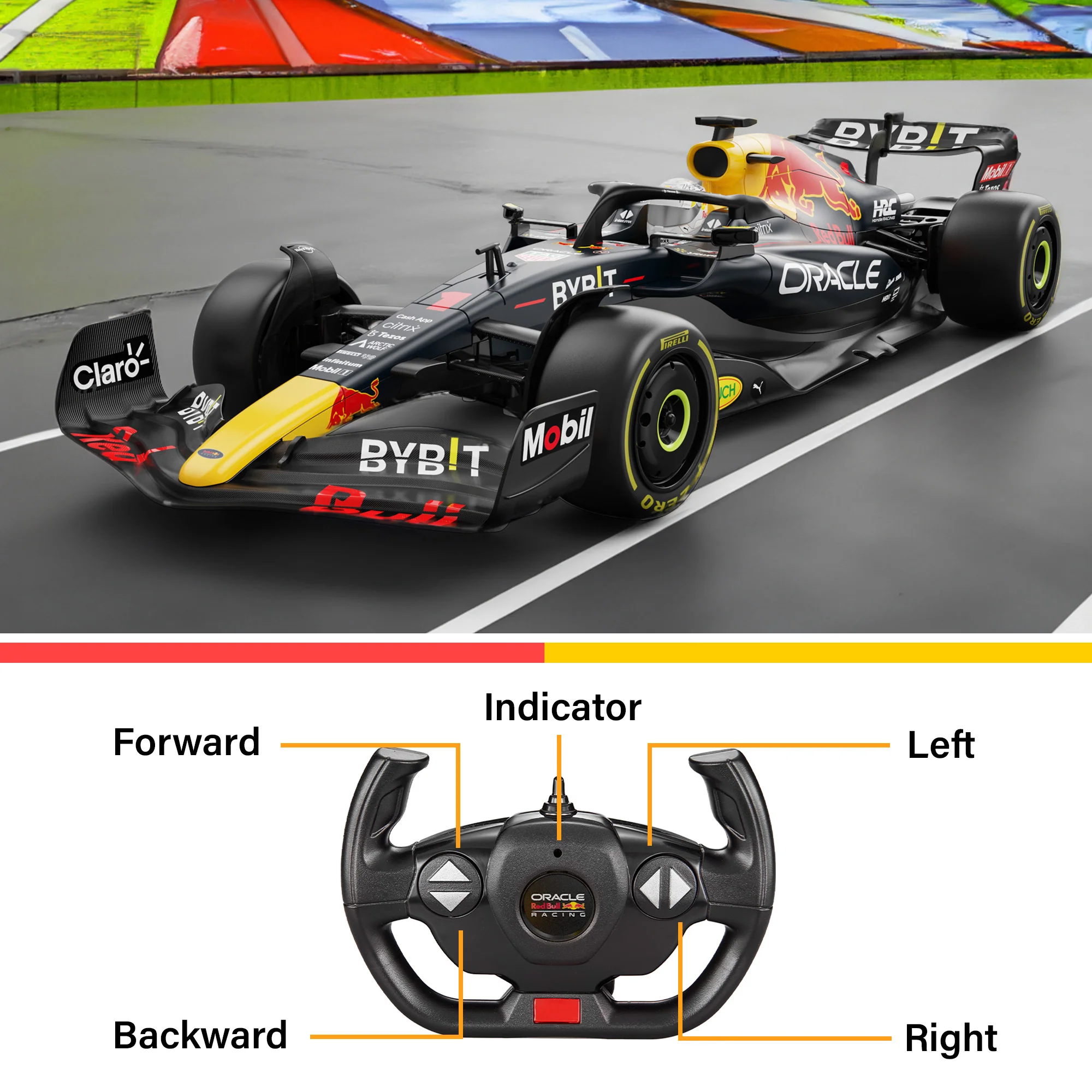 Oracle Red Bull Racing RB18 RC Car 1/12 Scale Licensed Remote Control Toy Car, Official F1 Merchandise by Rastar - Image 5