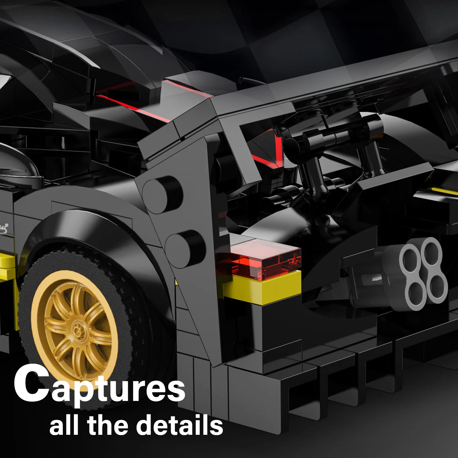 Pagani Zonda R 1/28 Scale Model Building Bricks Kit, 387pcs - Image 4
