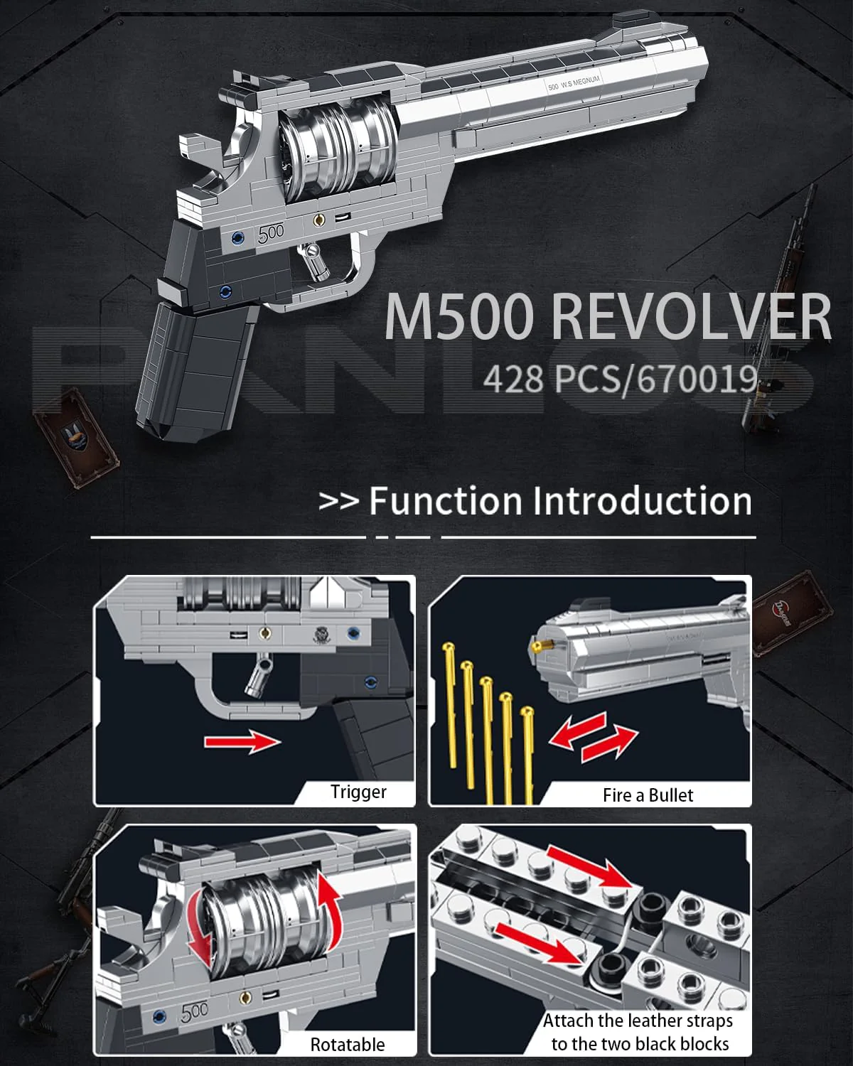 Panlos 670019 M500 Revolver Pistol Gun Brick - Image 3