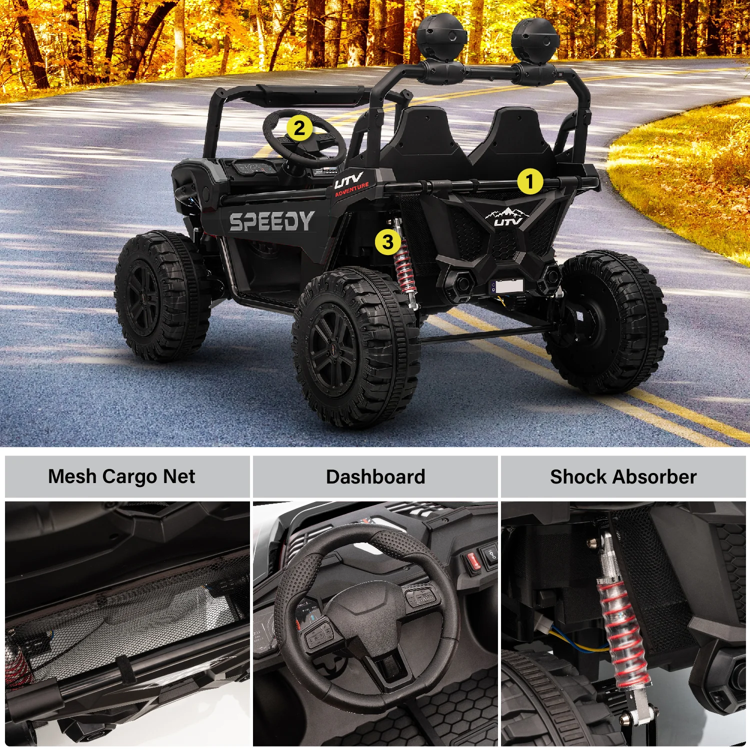 Premium 24V Kids UTV Ride-On – [Reinforced Metal Frame] | 2 seater, Quad Motors - Image 8