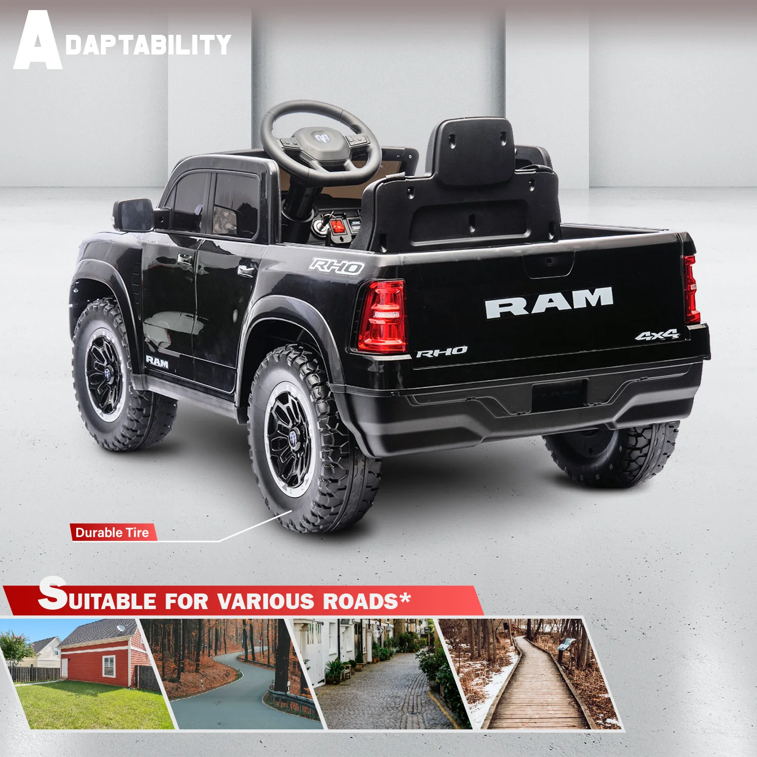 Licensed RAM 1500 12V Ride-On Truck for Kids Ages 3+, Electric Vehicle with Parent Remote Control, Dual Speed, Suspension, LED Lights, MP3, Cargo Storage - Image 7
