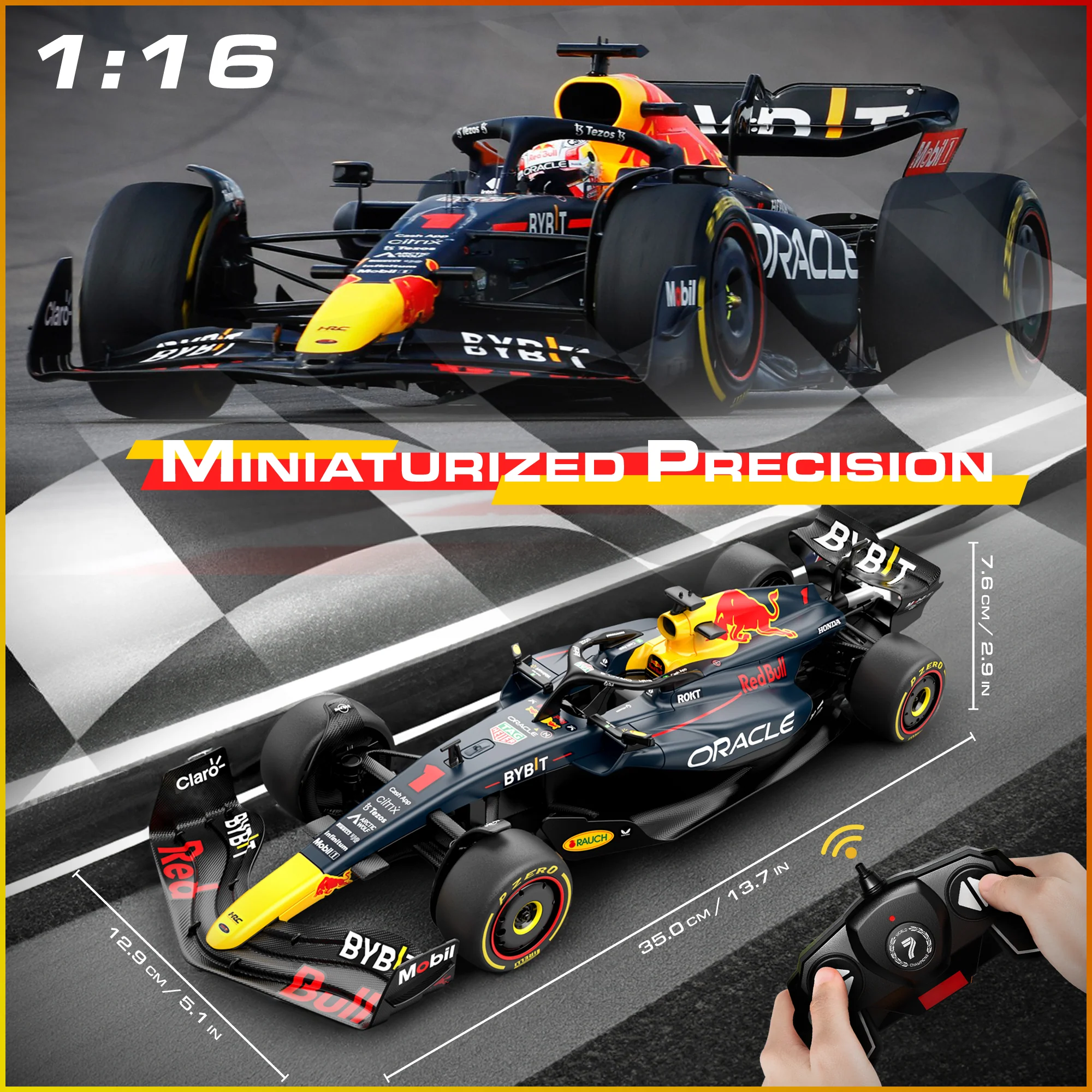 Red Bull F1 RB19 1/16 Scale DIY Building Kit Licensed with Remote Control and Customization Stickers by Rastar, 55pcs - Image 6