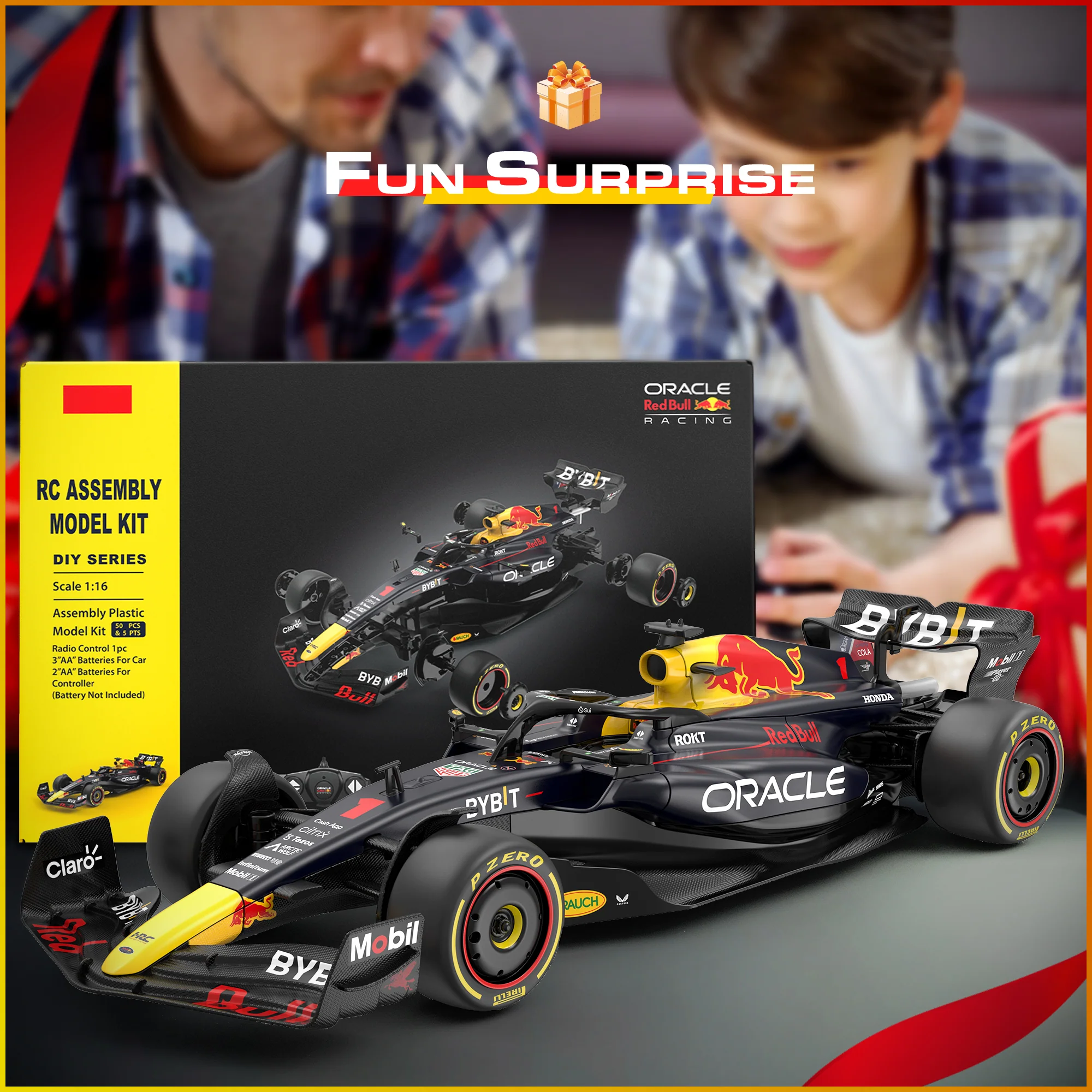 Red Bull F1 RB19 1/16 Scale DIY Building Kit Licensed with Remote Control and Customization Stickers by Rastar, 55pcs - Image 7