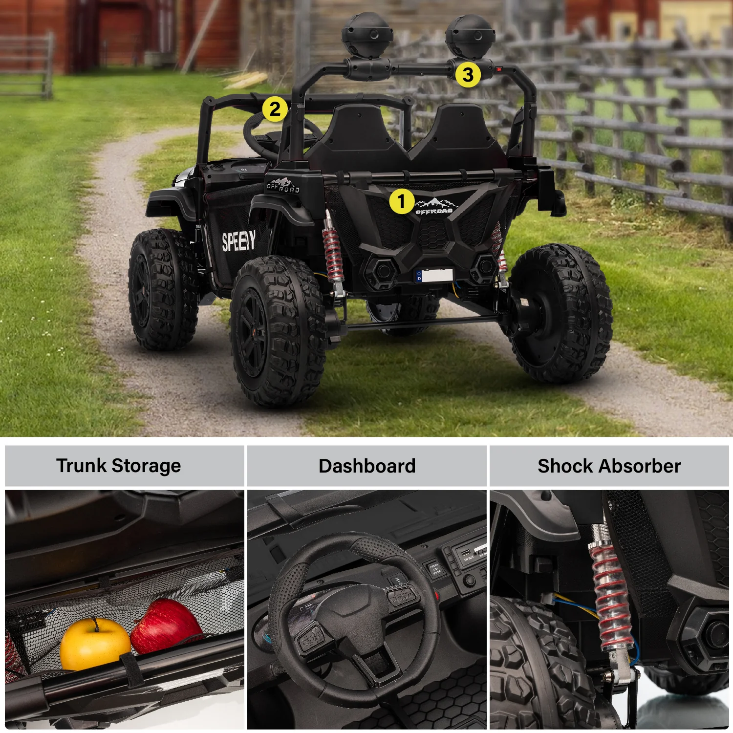 24V 2 Seater Electric UTV Ride-On Car for Kids – [Reinforced Metal Frame] | Jeep-Style Buggy with Remote Control - Image 4