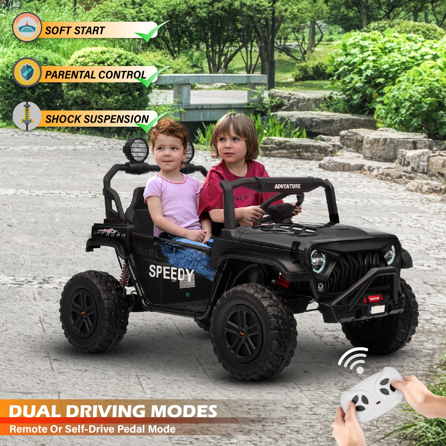 24V 2 Seater Electric UTV Ride-On Car for Kids – [Reinforced Metal Frame] | Jeep-Style Buggy with Remote Control - Image 7
