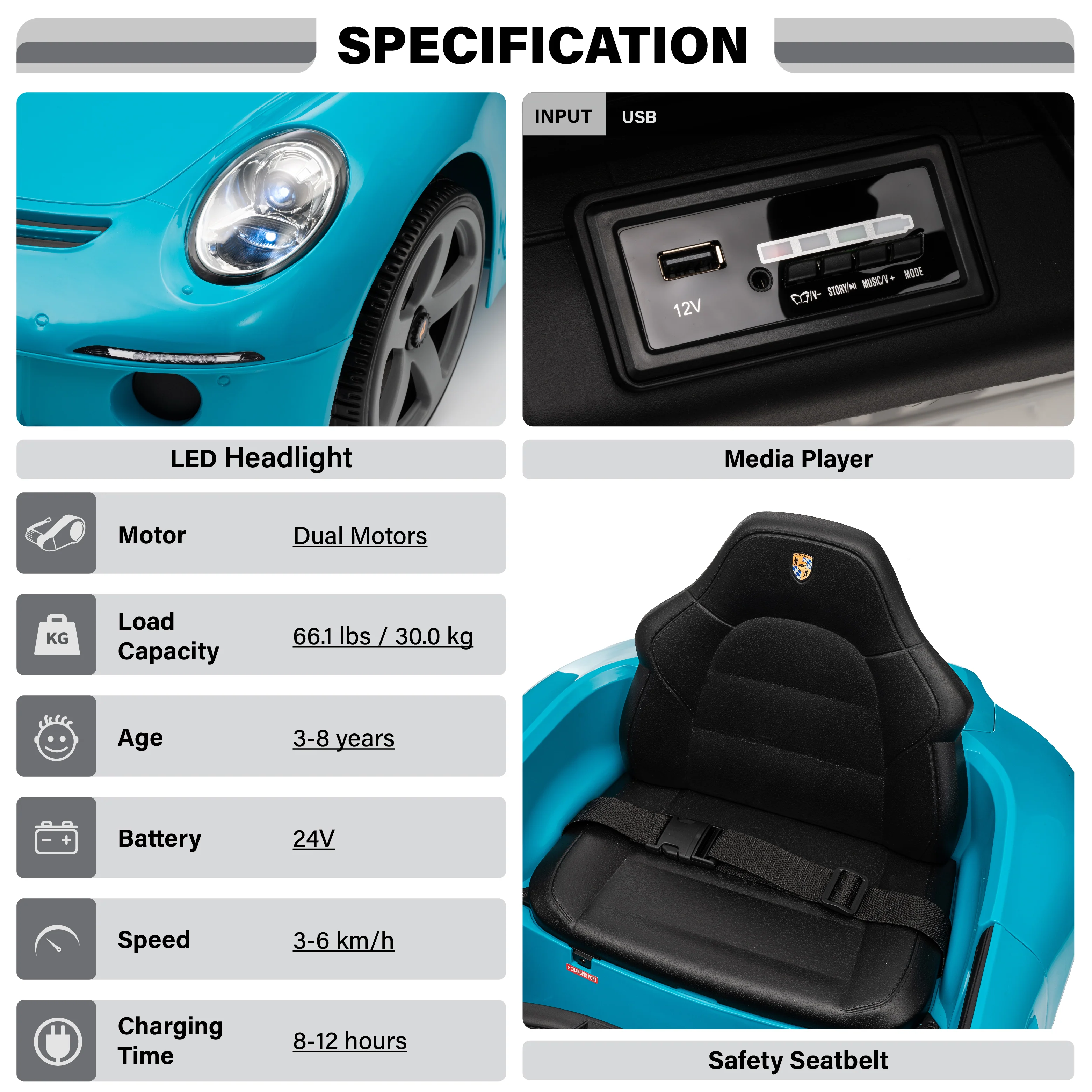 Licensed Porsche RUF 911 Ride-On Car – 24V Electric Vehicle with Remote & LED - Image 10
