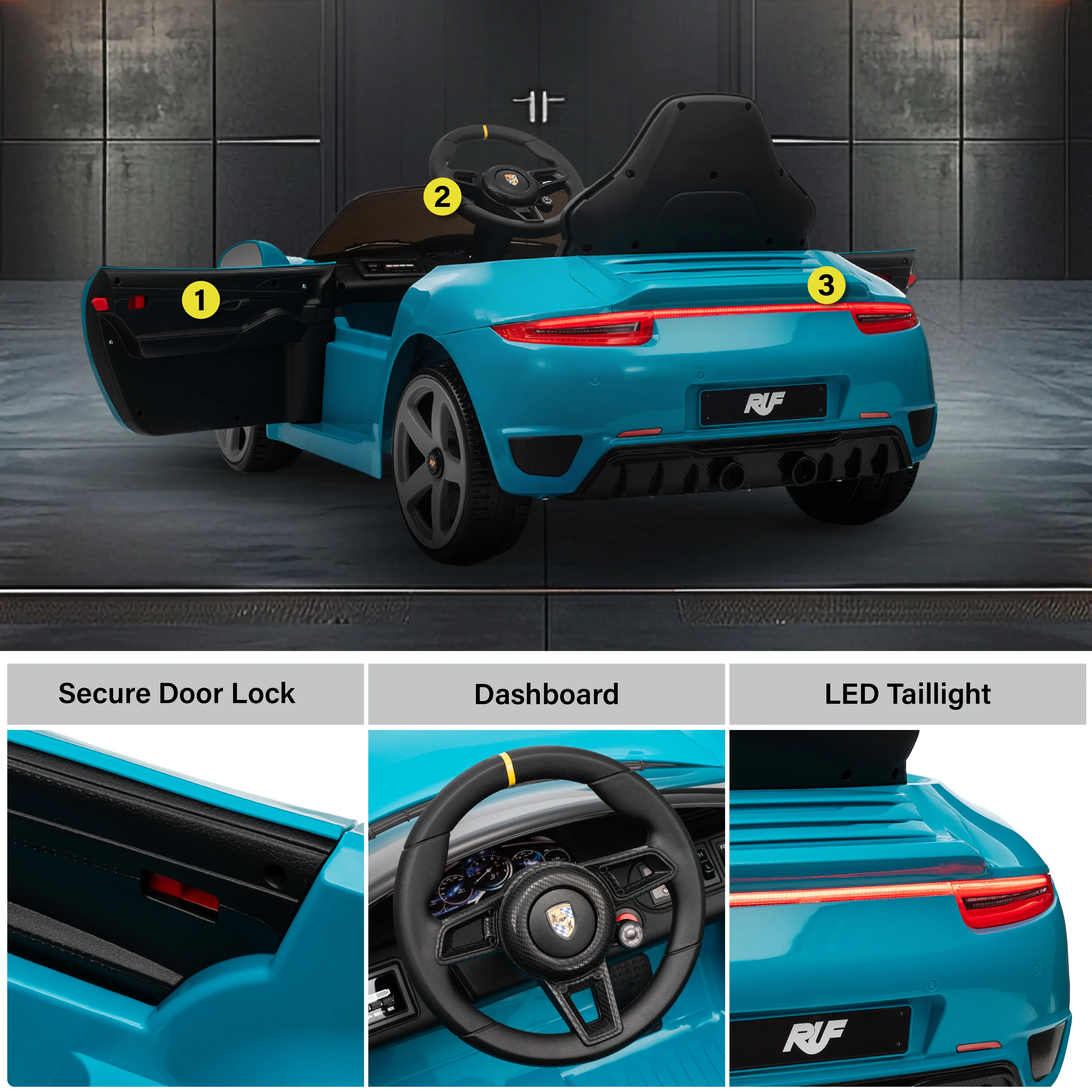 Licensed Porsche RUF 911 Ride-On Car – 24V Electric Vehicle with Remote & LED - Image 8