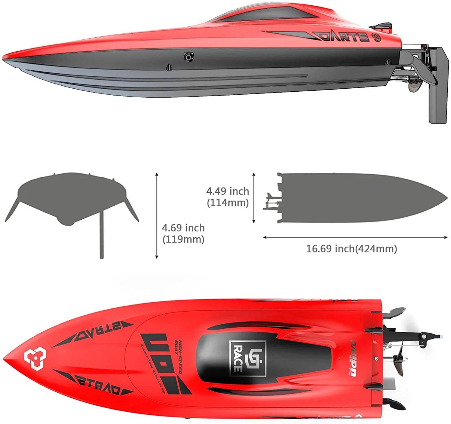 Rapid High Speed Remote Control Boat - 30KM/H UDI009 - Image 7