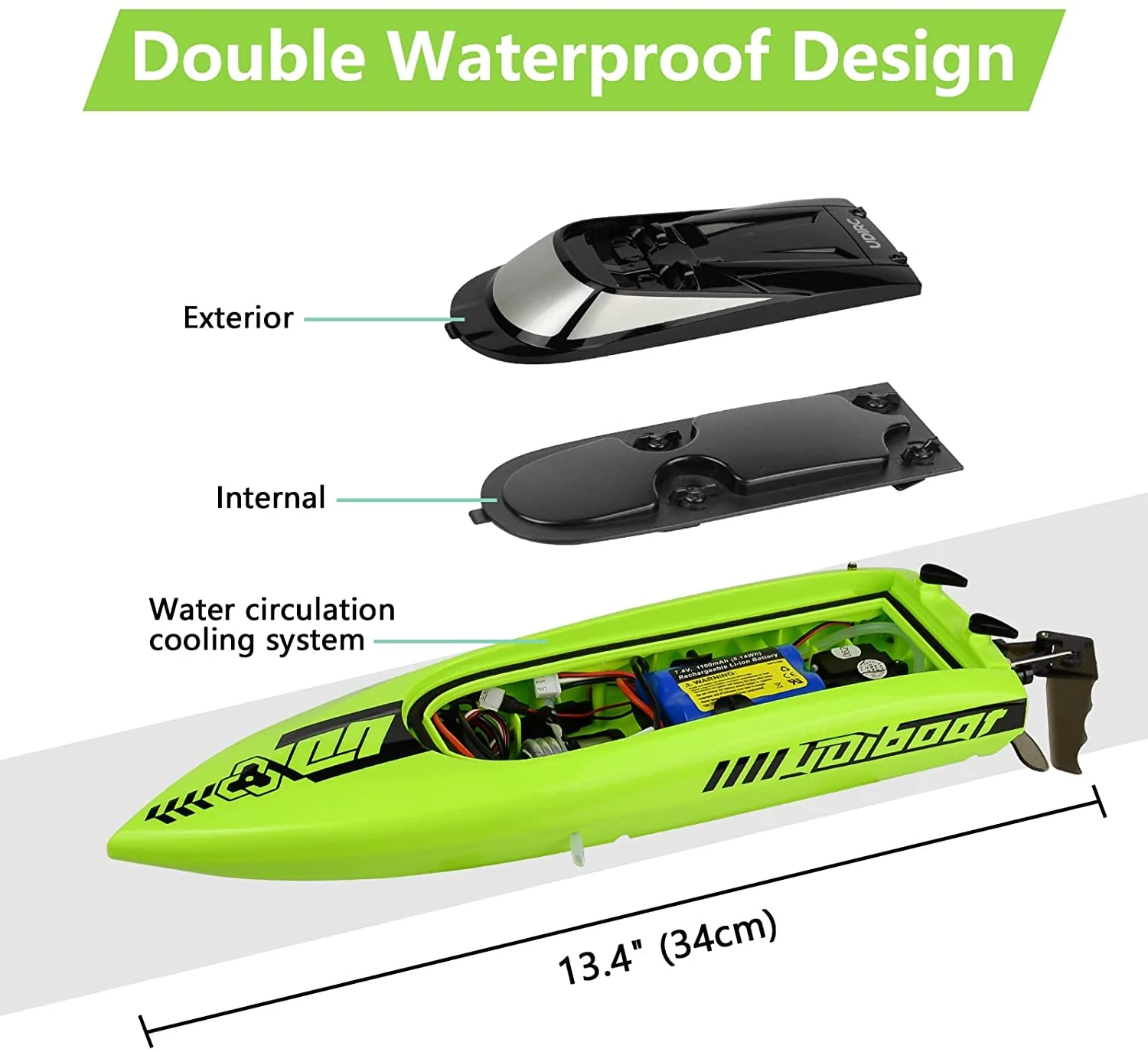 RTR High Speed Remote Control RC Boat - 25KM/H UDI020 - Image 2