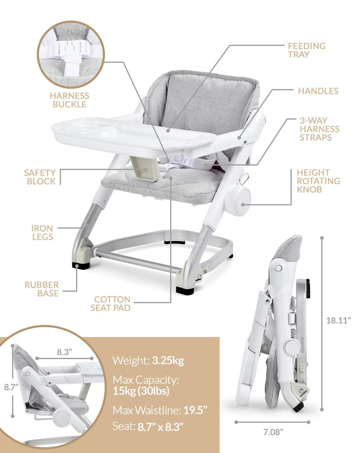 Unilove Feed Me 3-in-1 Dining Booster Seat for Toddlers - Image 9