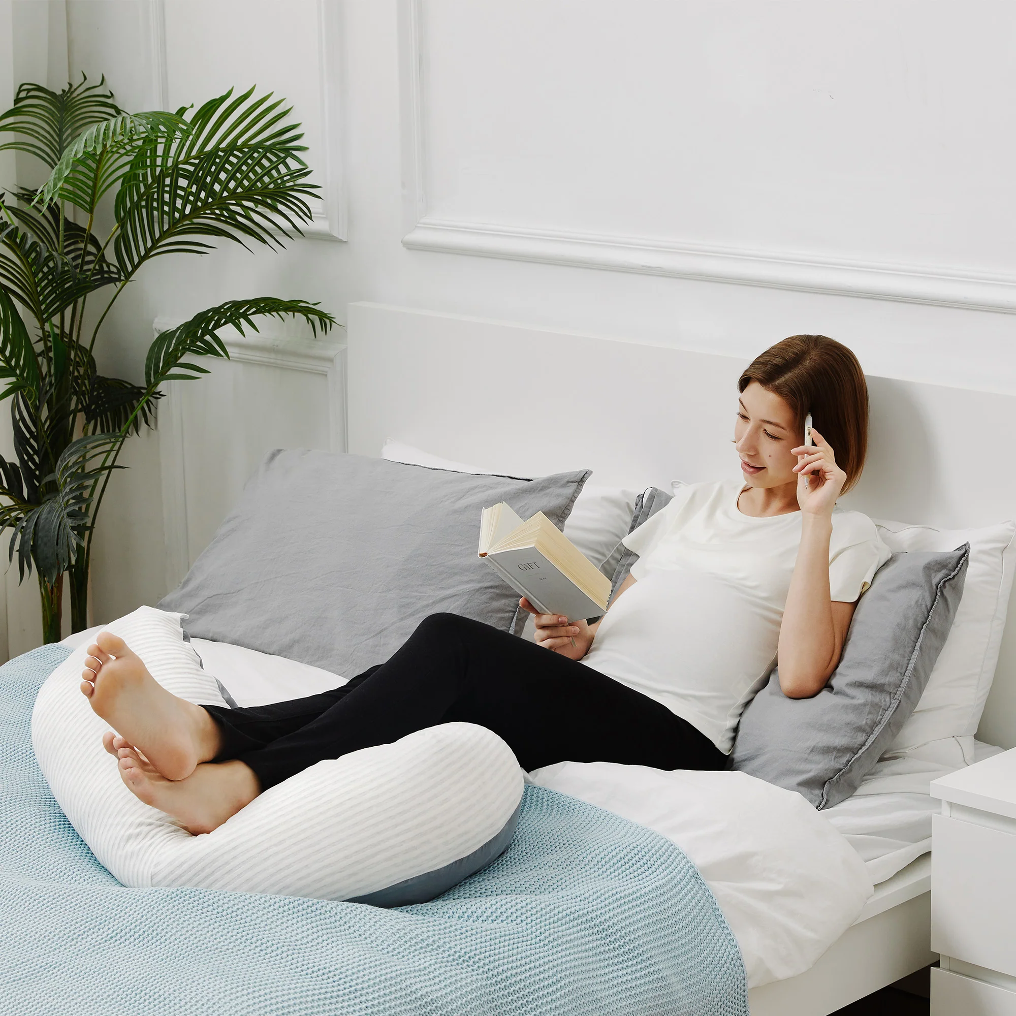 Unilove Hopo 7-in-1 Pregnancy & Nursing Pillow, C-Shape - Oreiller de Corps, Support for Back, Hips, Legs, Belly - Image 10
