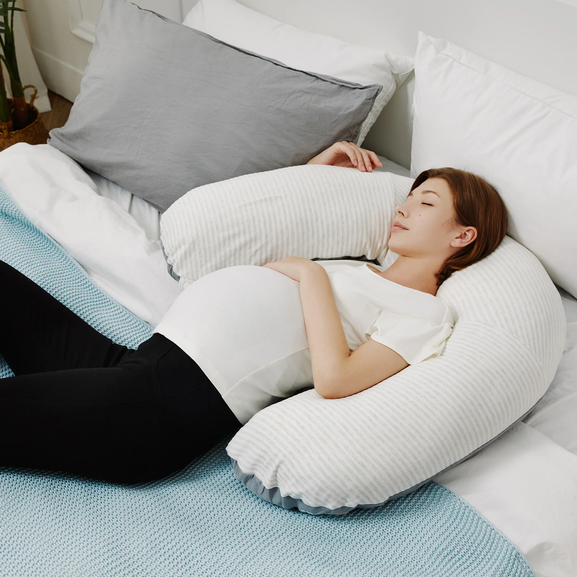 Unilove Hopo 7-in-1 Pregnancy & Nursing Pillow, C-Shape - Oreiller de Corps, Support for Back, Hips, Legs, Belly - Image 13