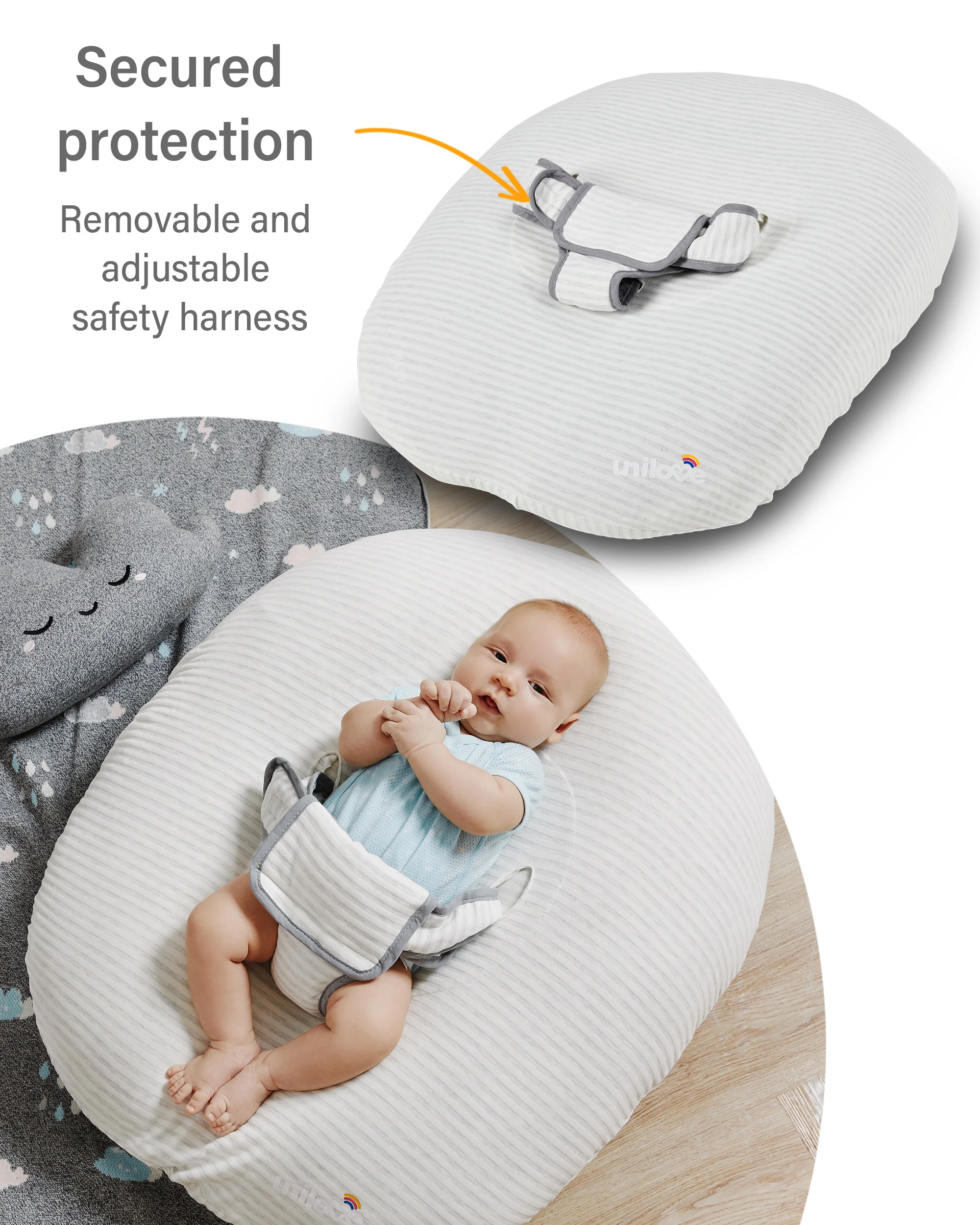 Unilove Hopo 7-in-1 Pregnancy & Nursing Pillow, C-Shape - Oreiller de Corps, Support for Back, Hips, Legs, Belly - Image 3