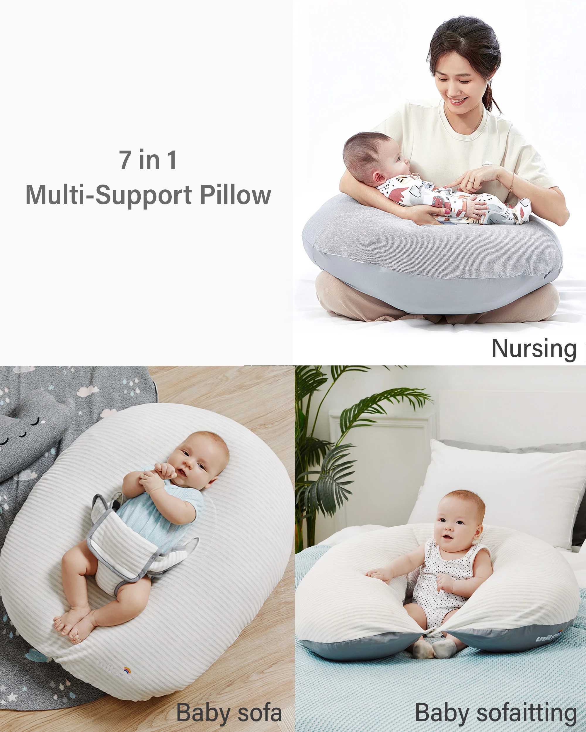 Unilove Hopo 7-in-1 Pregnancy & Nursing Pillow, C-Shape - Oreiller de Corps, Support for Back, Hips, Legs, Belly - Image 4