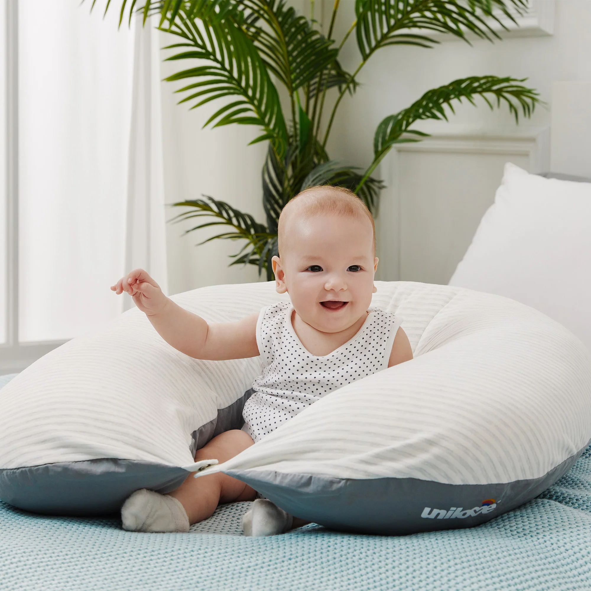 Unilove Hopo 7-in-1 Pregnancy & Nursing Pillow, C-Shape - Oreiller de Corps, Support for Back, Hips, Legs, Belly - Image 9