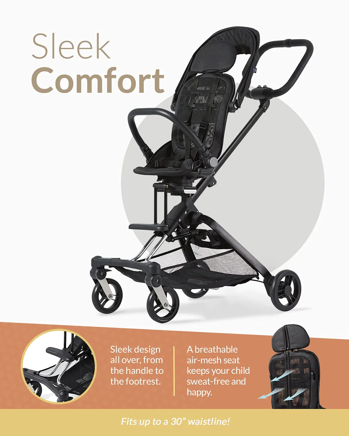 Unilove On The Go 2-in-1 Lightweight Stroller, Bubble Black - Image 3