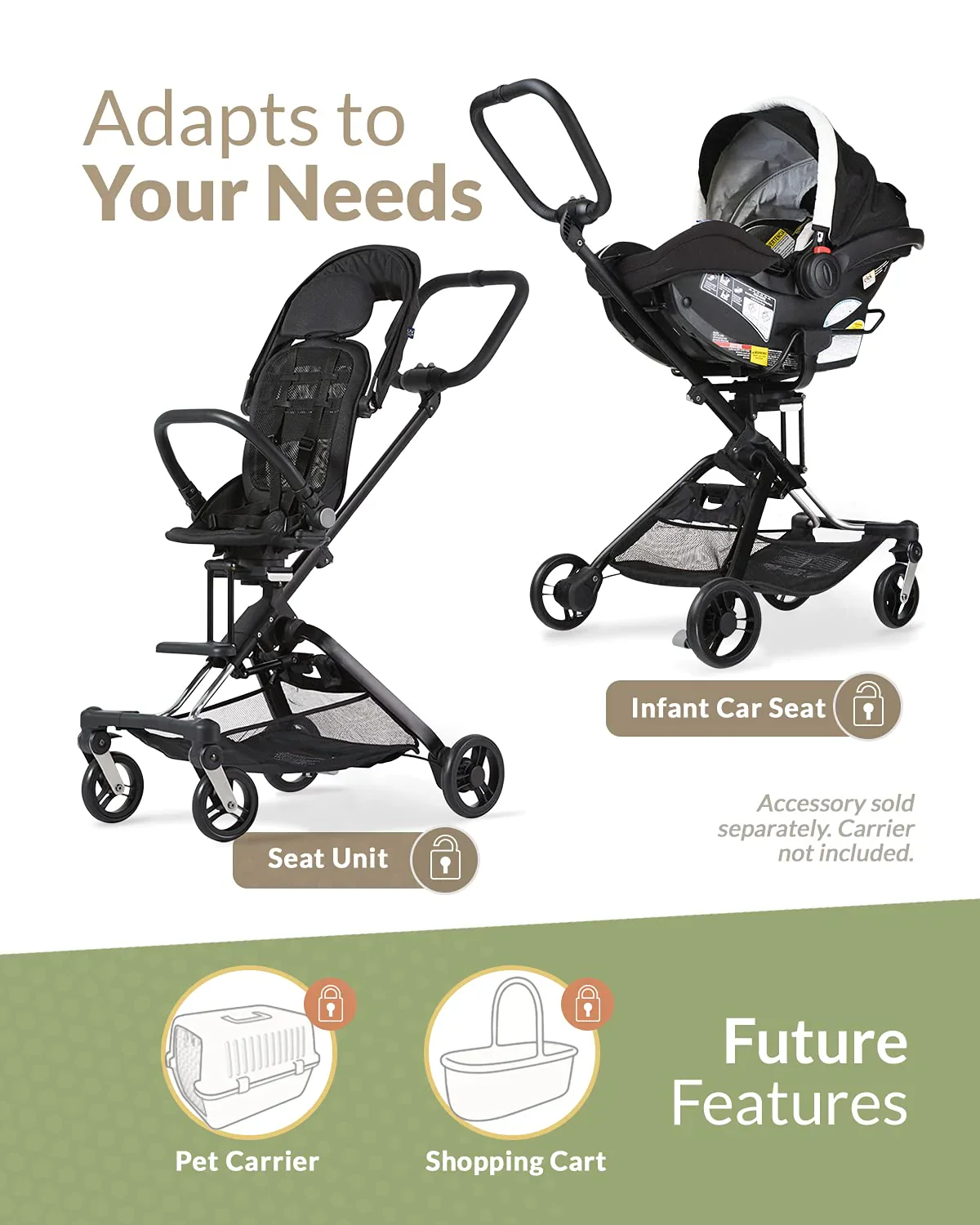 Unilove On The Go 2-in-1 Lightweight Stroller, Bubble Black - Image 6
