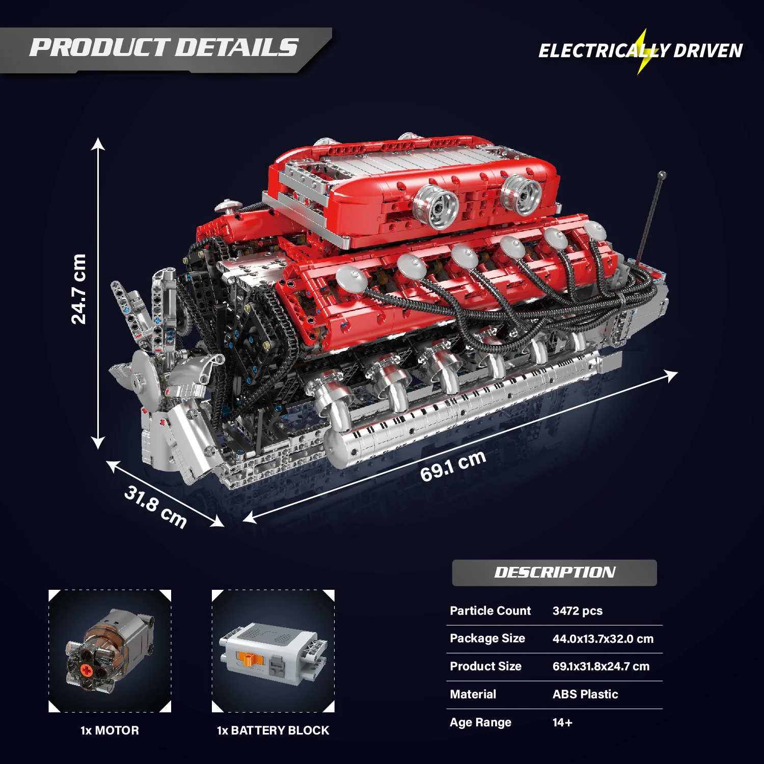 Mould King Lambo V12 Engine Building Sets - (3472 Pieces) - Image 7