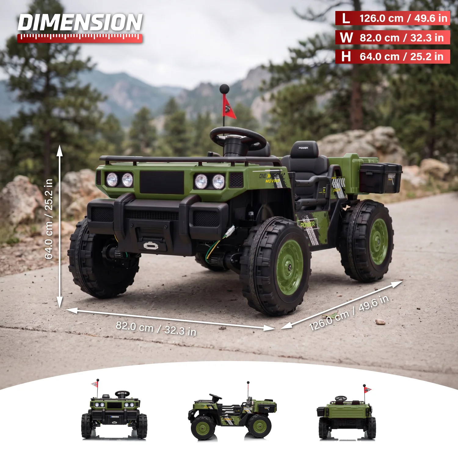 Vanguard 24V 2 Seater Kids Electric UTV Ride-On Car with 4 Motors - Image 3
