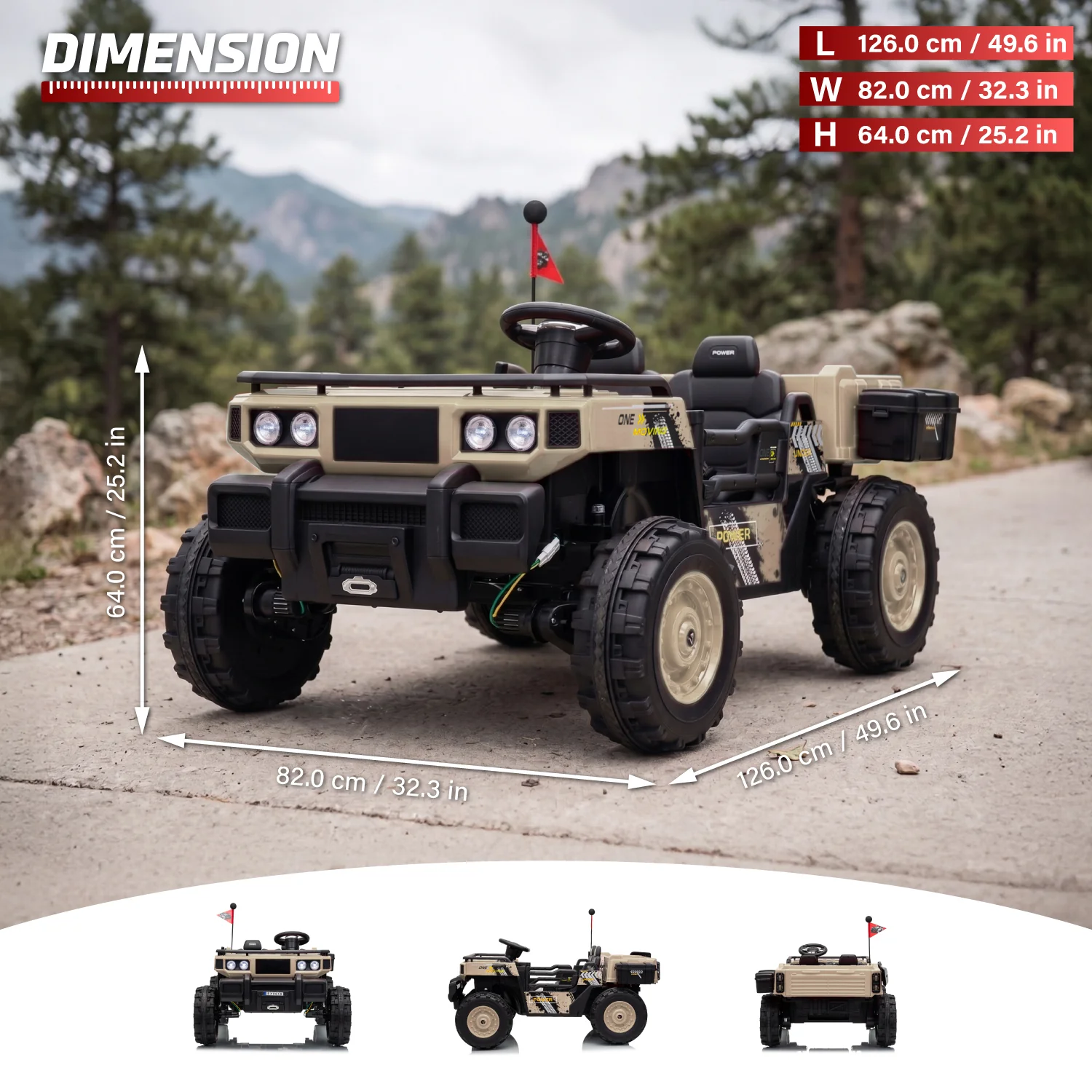 Vanguard 24V 2 Seater Kids Electric UTV Ride-On Car with 4 Motors - Image 5