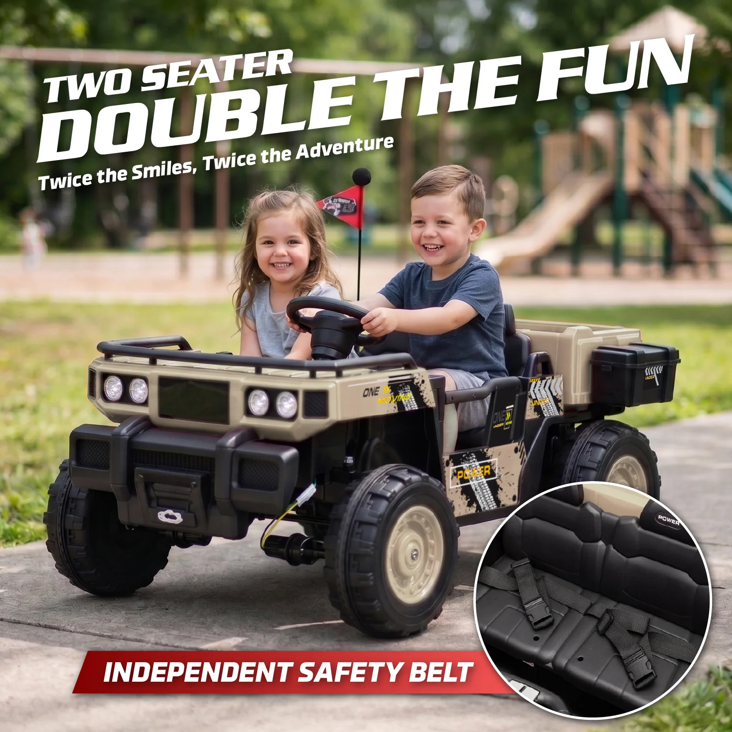 Vanguard 24V 2 Seater Kids Electric UTV Ride-On Car with 4 Motors - Image 8