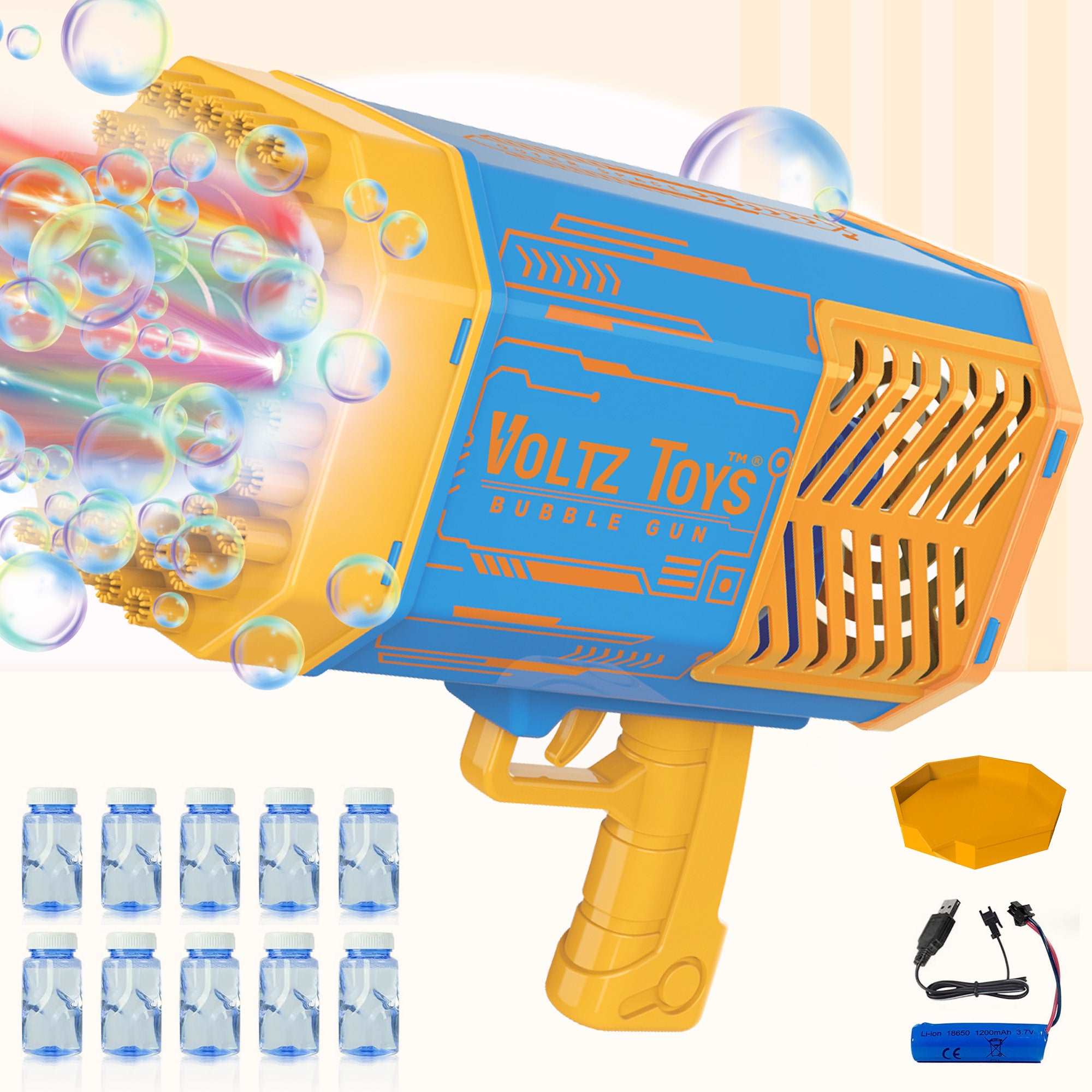 Bubble Blaster Machine Bubble Gun with 69 Holes, Colorful Lights, and Rocket Launcher Shape - Image 3