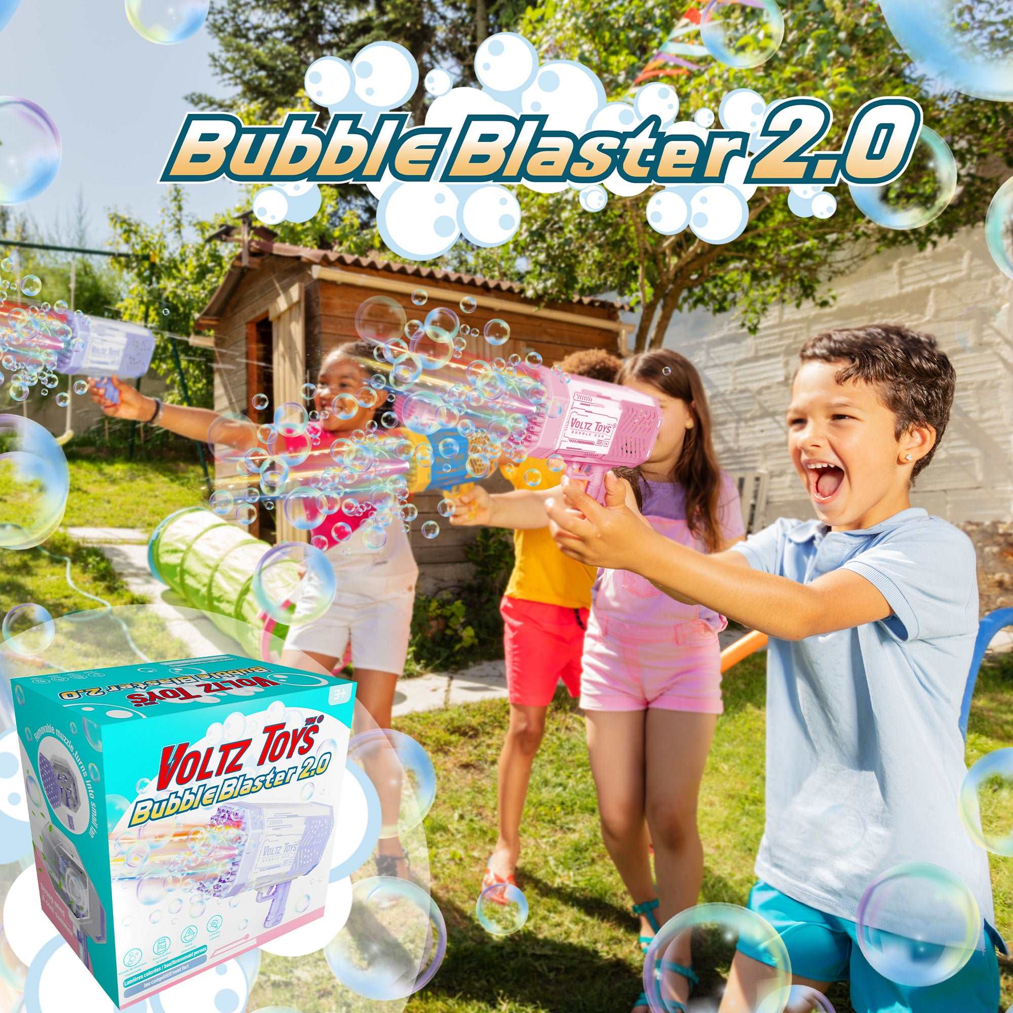 Bubble Blaster Machine Bubble Gun with 69 Holes, Colorful Lights, and Rocket Launcher Shape - Image 4