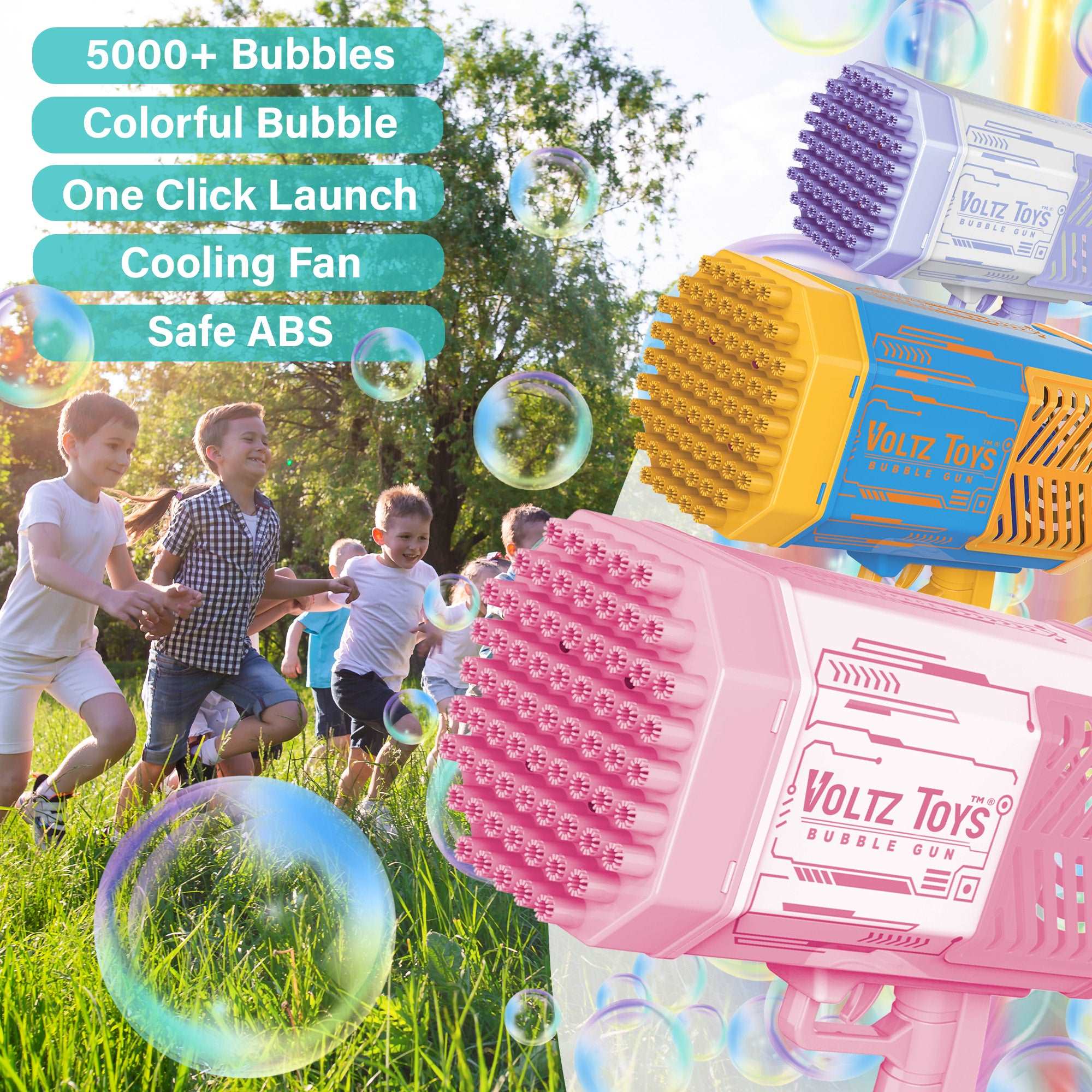 Bubble Blaster Machine Bubble Gun with 69 Holes, Colorful Lights, and Rocket Launcher Shape - Image 5