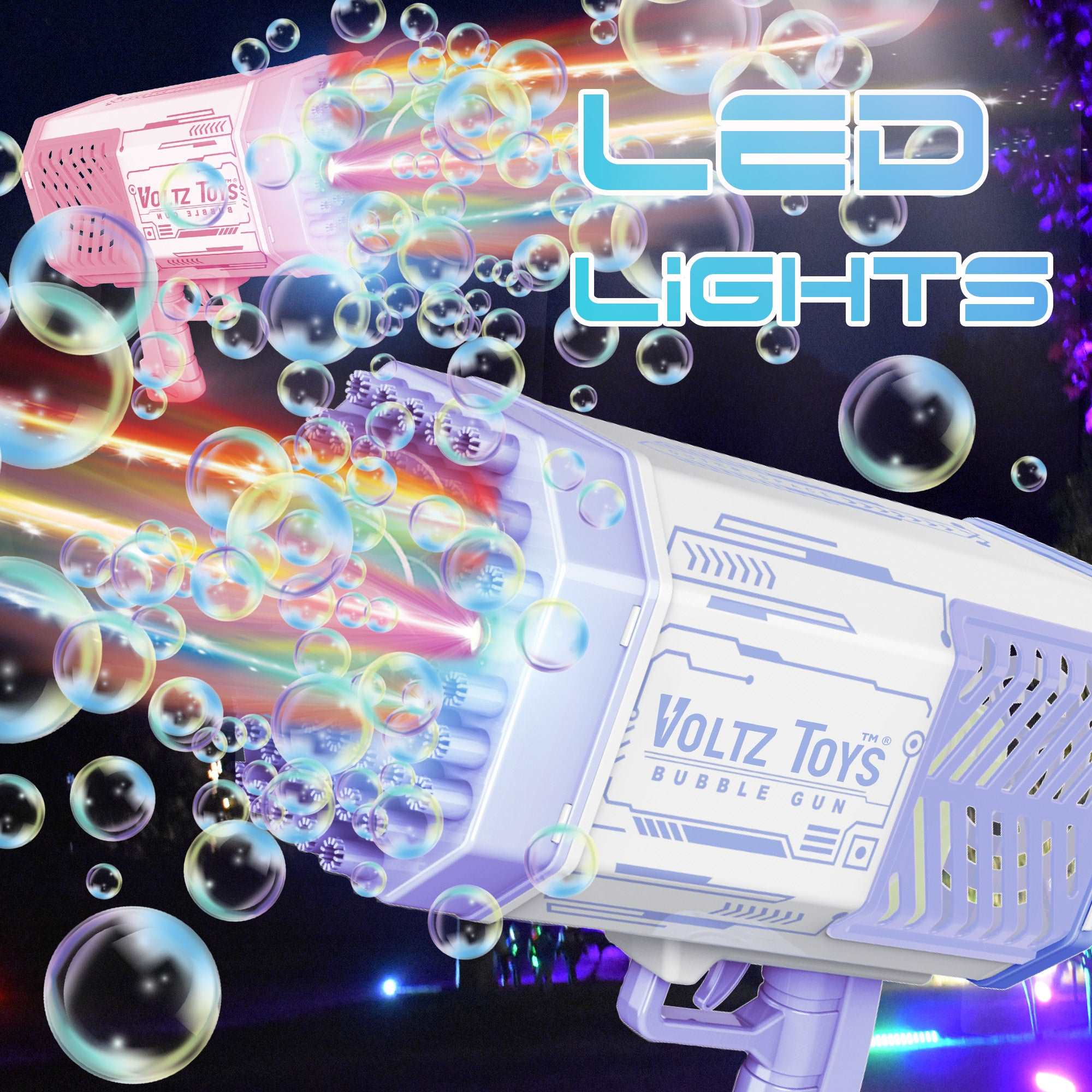 Bubble Blaster Machine Bubble Gun with 69 Holes, Colorful Lights, and Rocket Launcher Shape - Image 7