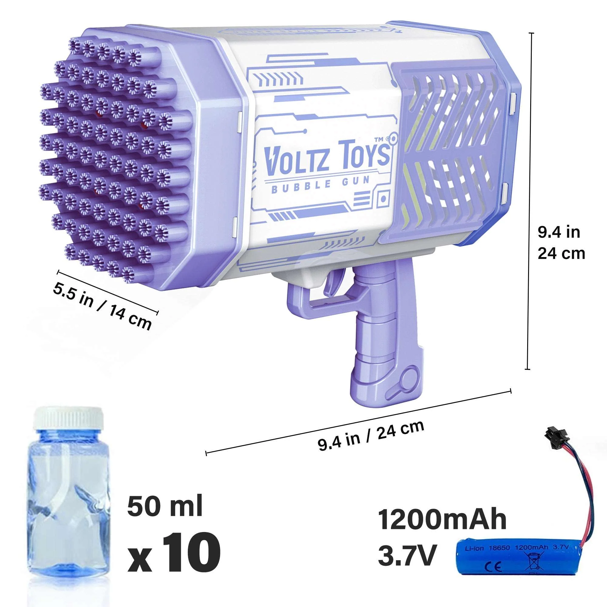 Bubble Blaster Machine Bubble Gun with 69 Holes, Colorful Lights, and Rocket Launcher Shape - Image 8
