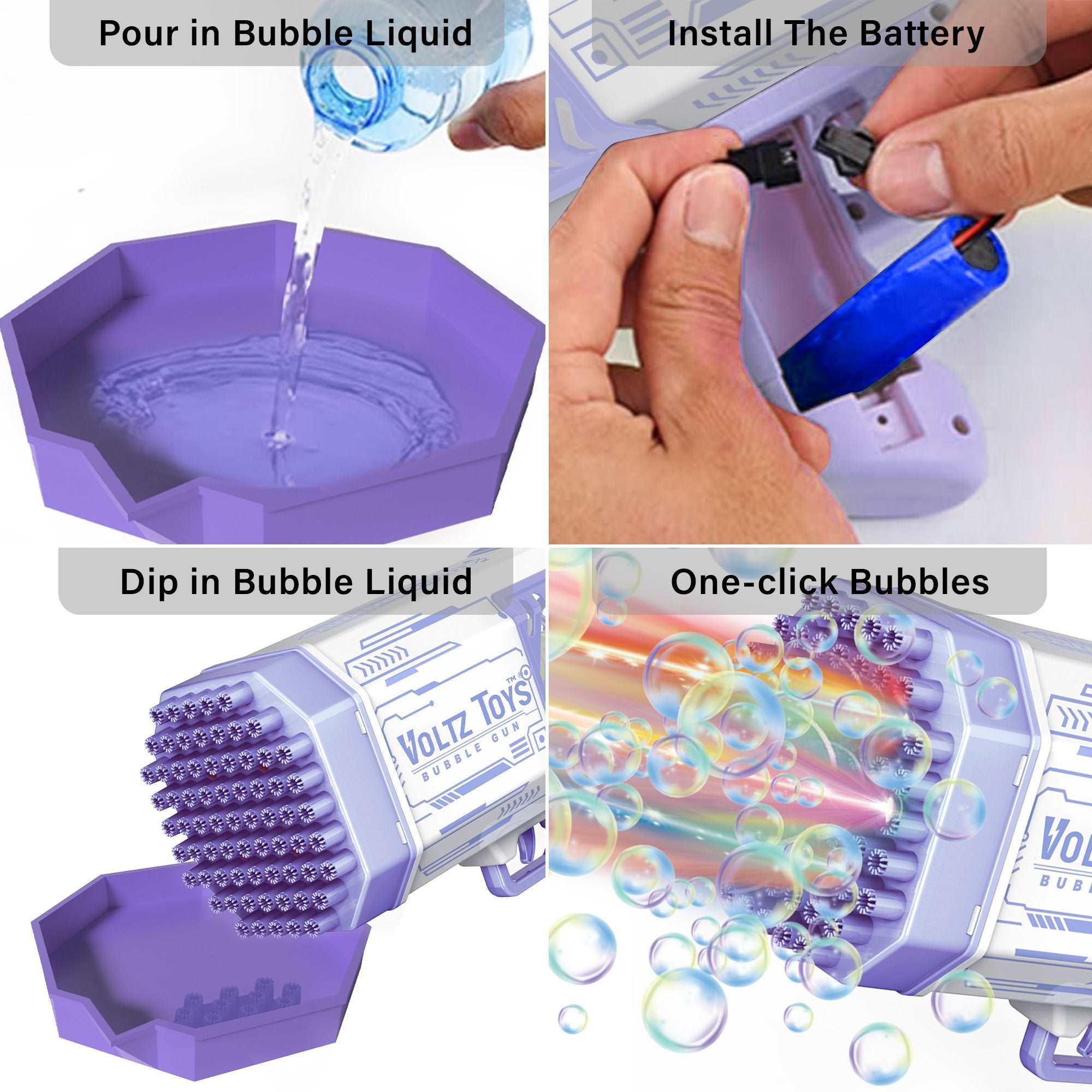 Bubble Blaster Machine Bubble Gun with 69 Holes, Colorful Lights, and Rocket Launcher Shape - Image 9